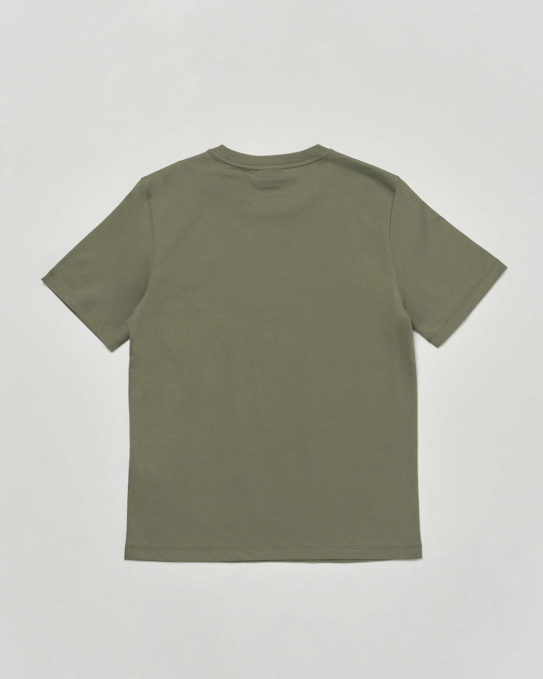 T-shirt EA7 verde militare mezza manica in puro cotone con logo EA7 nero