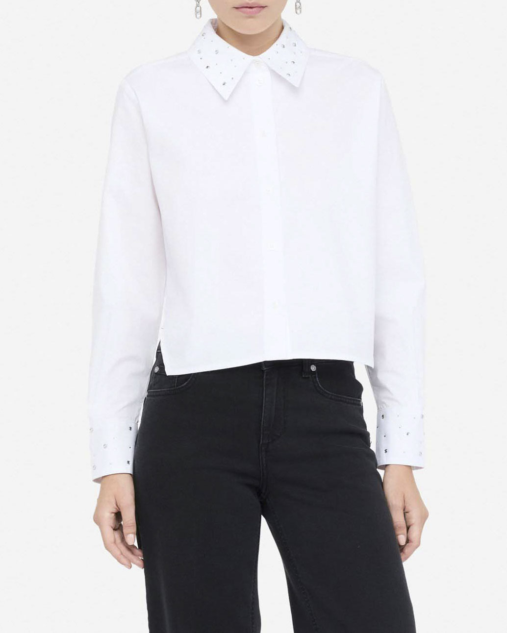 Camicia Liu Jo bianca in cotone con dettagli gioiello Liu Jo