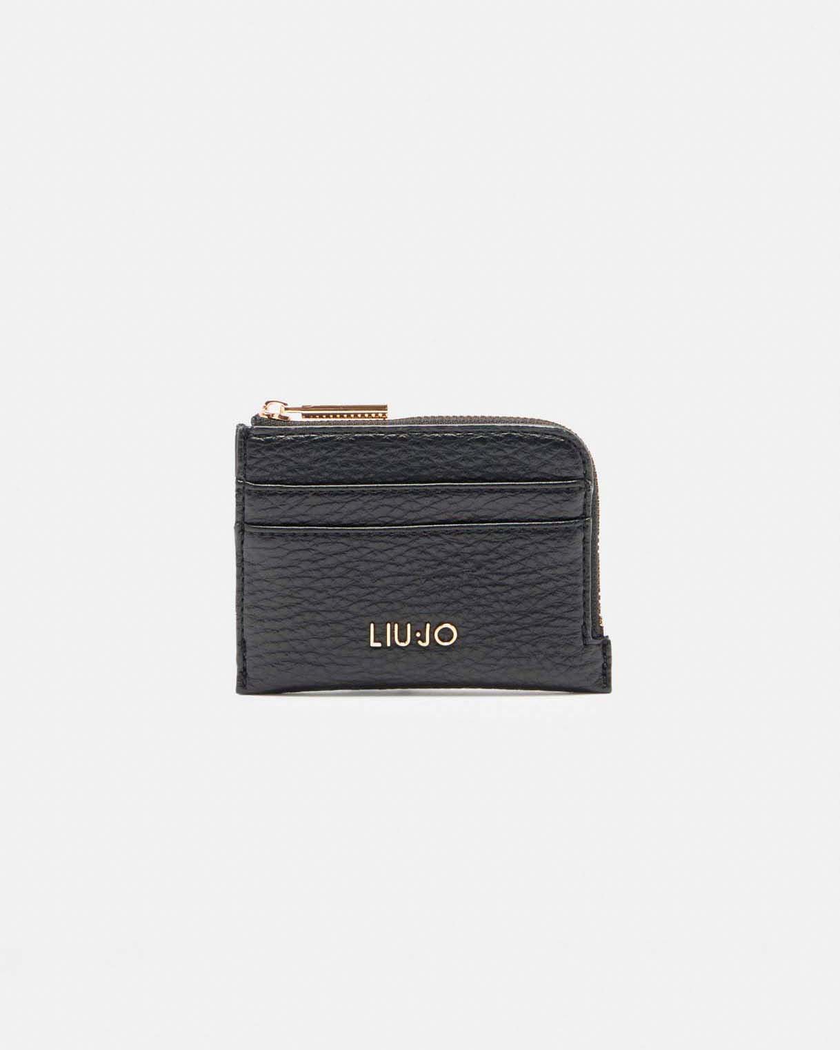 Portafogli Liu Jo Accessories nero similpelle zip e texture rilievo