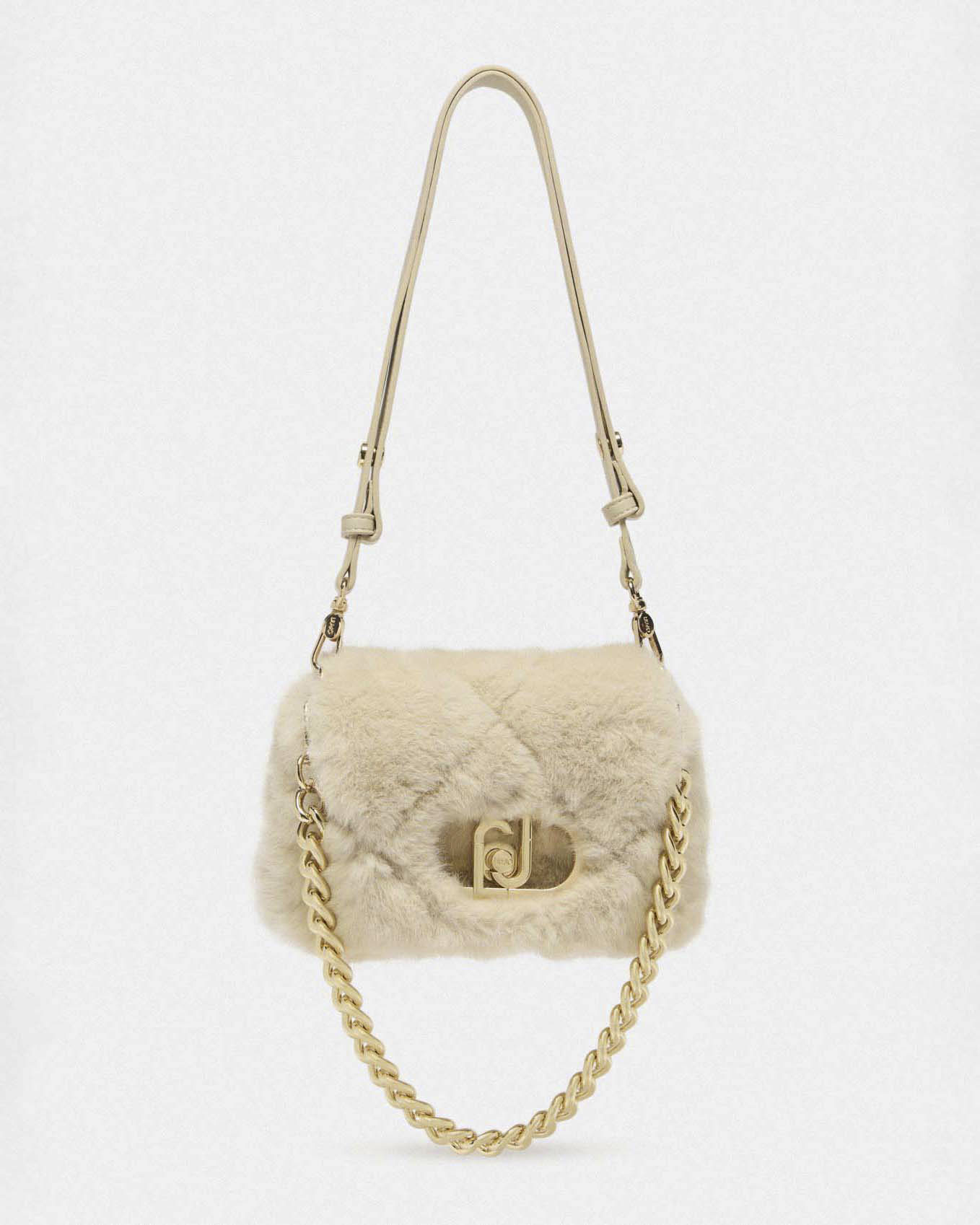 Borsa a tracolla Liu Jo Accessories sabbia in similpelle effetto pelliccia sintetica