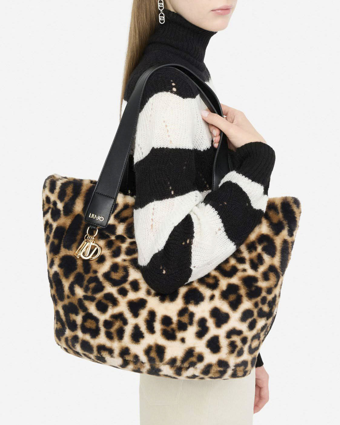 Borsa hobo Liu Jo Accessories animalier in pelliccia sintetica con dettagli in similpelle image