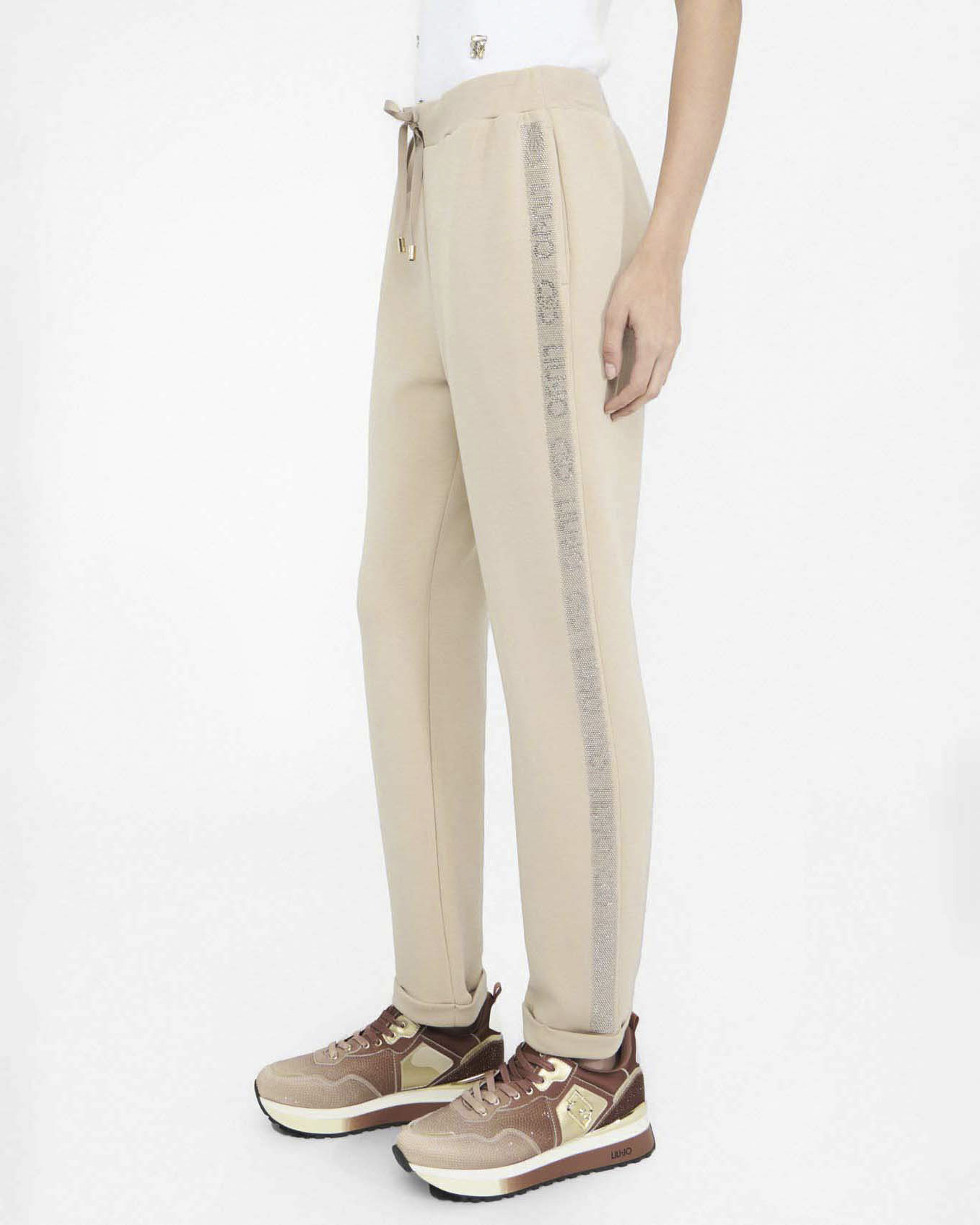 Pantaloni Liu Jo Sport beige in modal con banda laterale in rilievo image