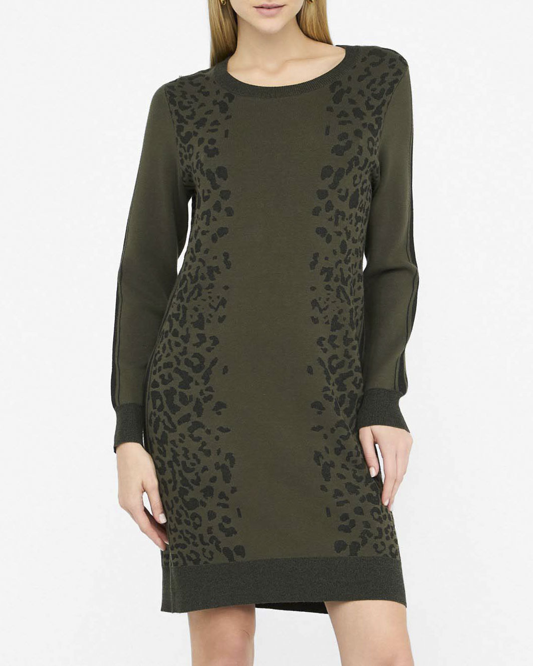 Abito midi Liu Jo Sport militare in maglia con motivo animalier