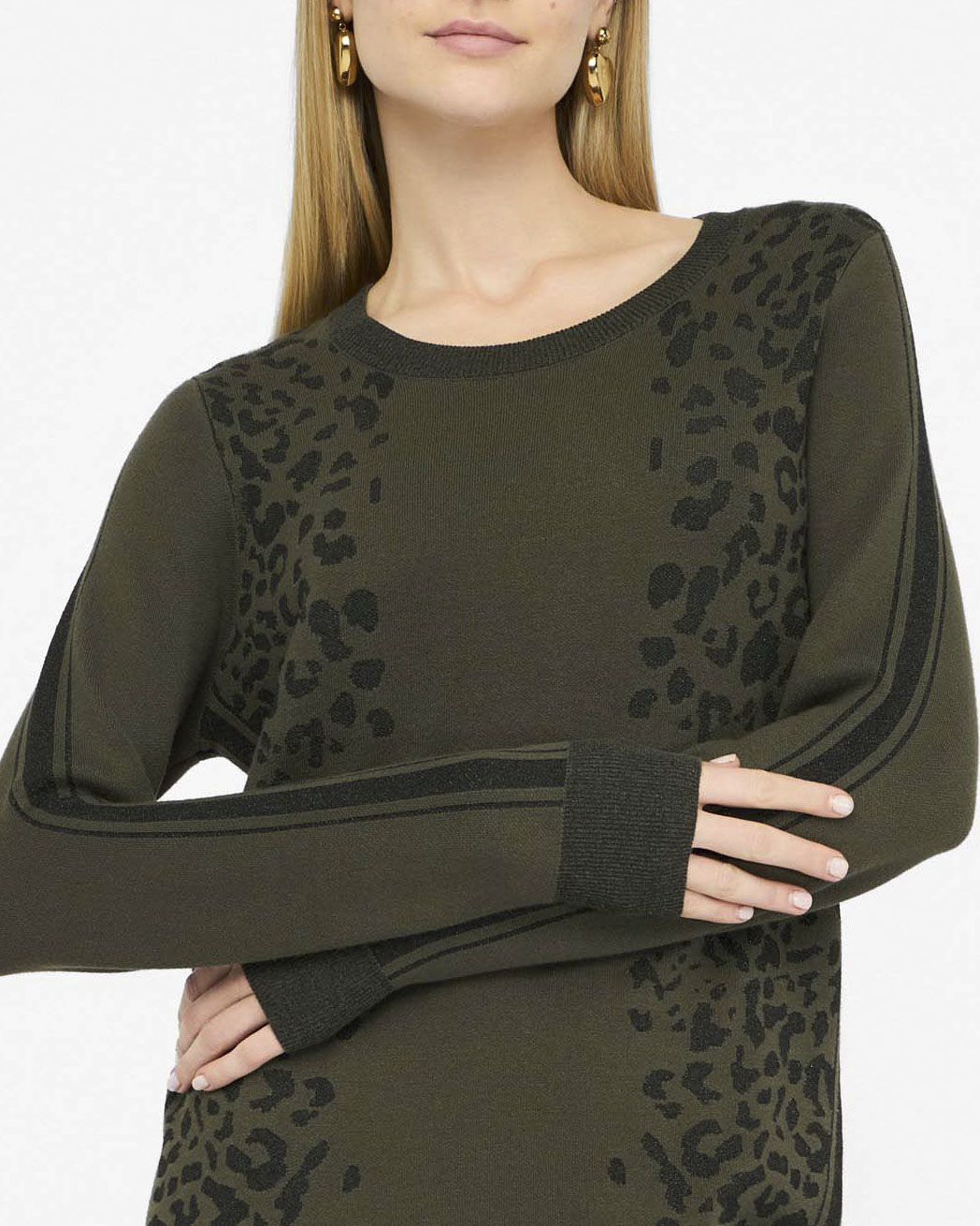 Abito midi Liu Jo Sport militare in maglia con motivo animalier image