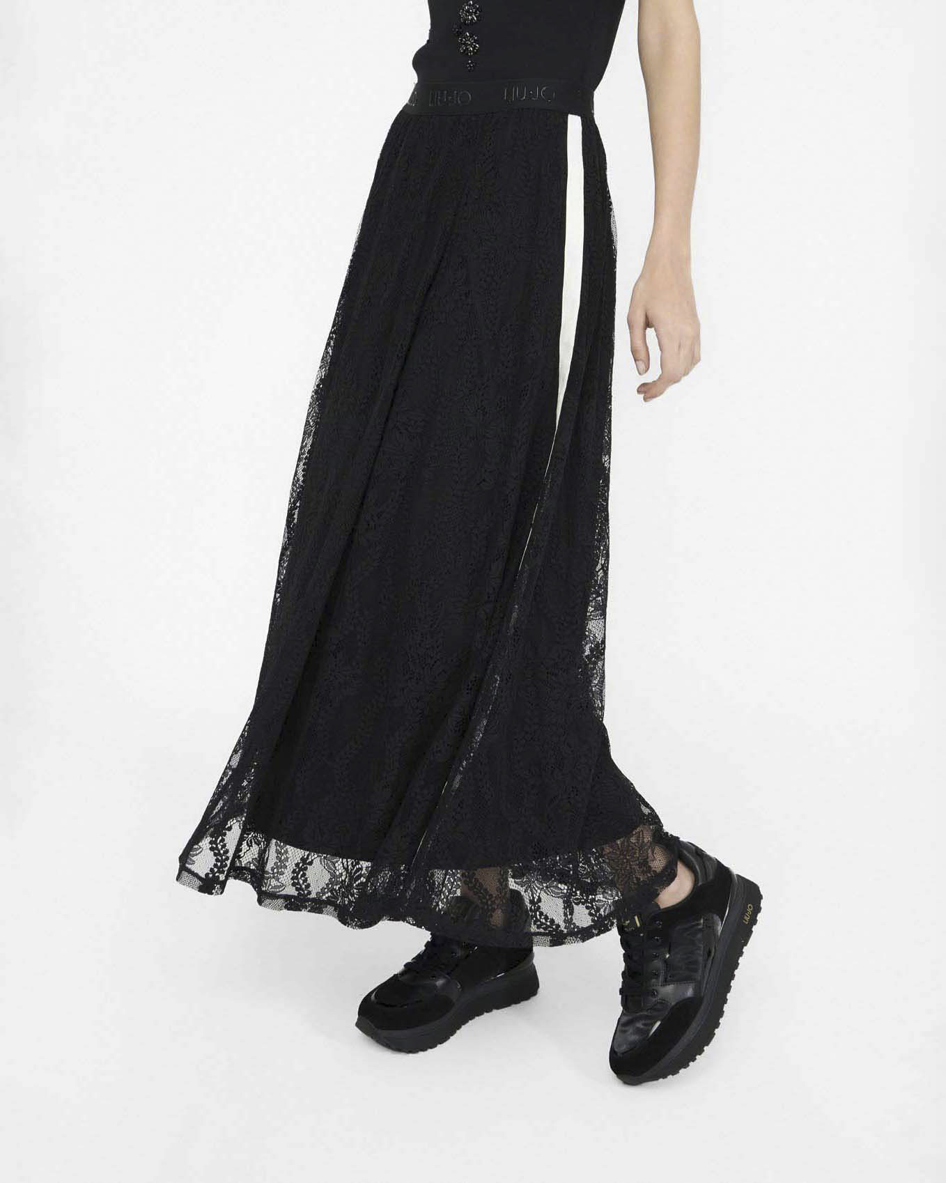 Gonna Liu Jo Sport nera in pizzo con fascia elastica in rilievo image