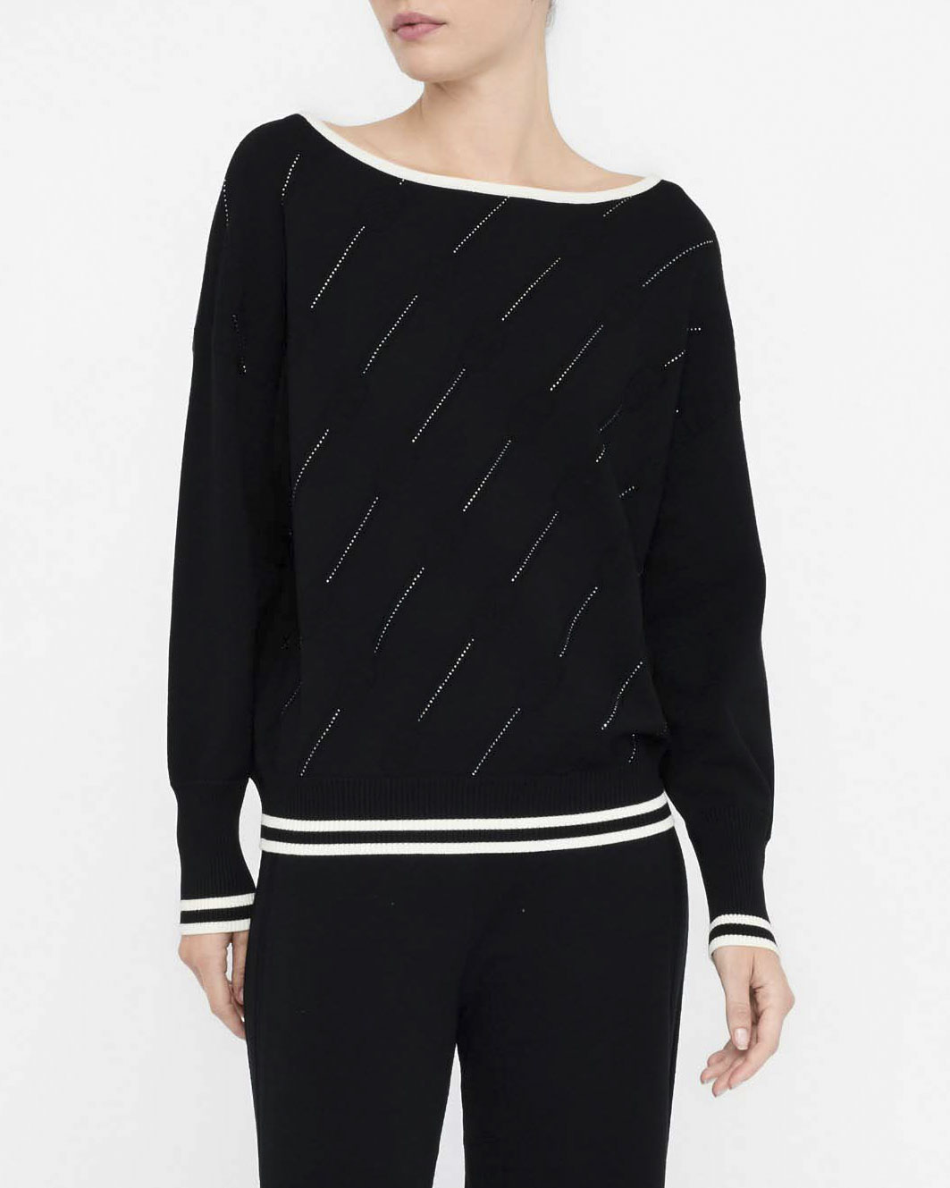 Maglia Liu Jo Sport nera in viscosa con dettagli in rilievo