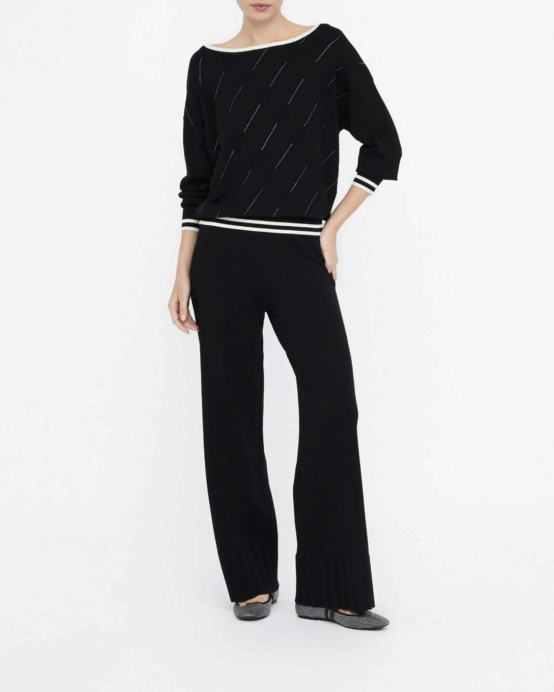 Maglia Liu Jo Sport nera in viscosa con dettagli in rilievo image