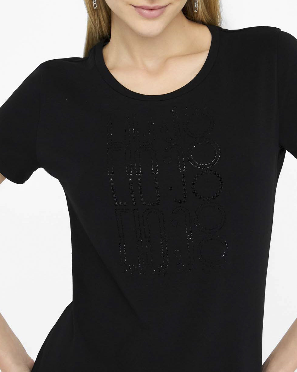T-shirt Liu Jo Sport nera in cotone elasticizzato image