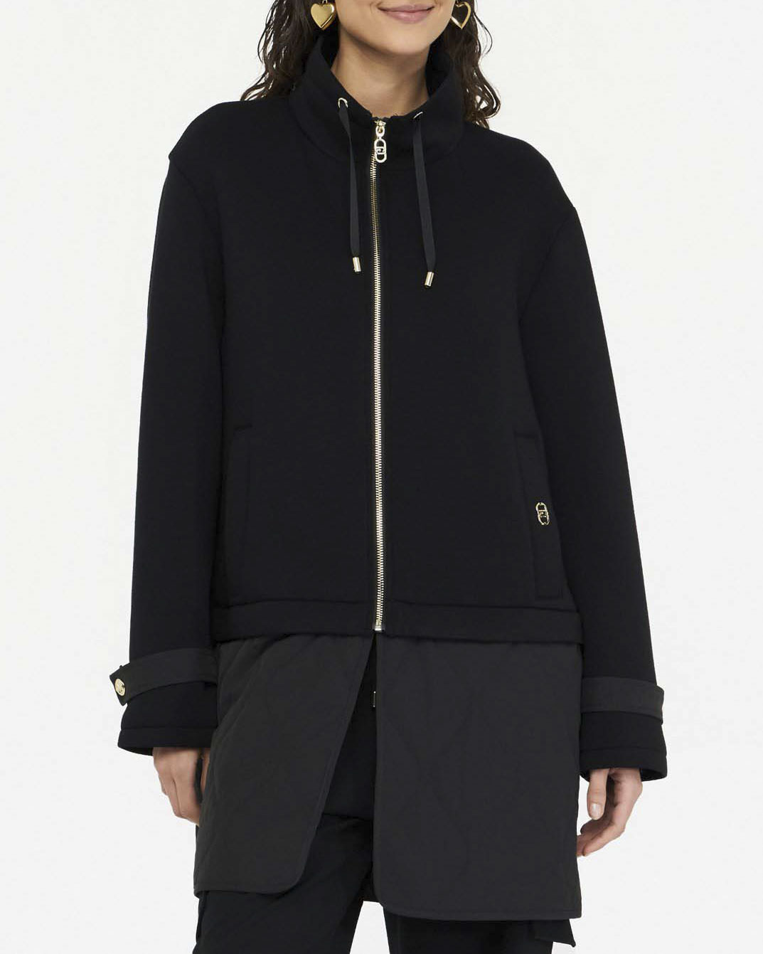 Cappotto Liu Jo Sport nero in scuba con inserto trapuntato rimovibile image