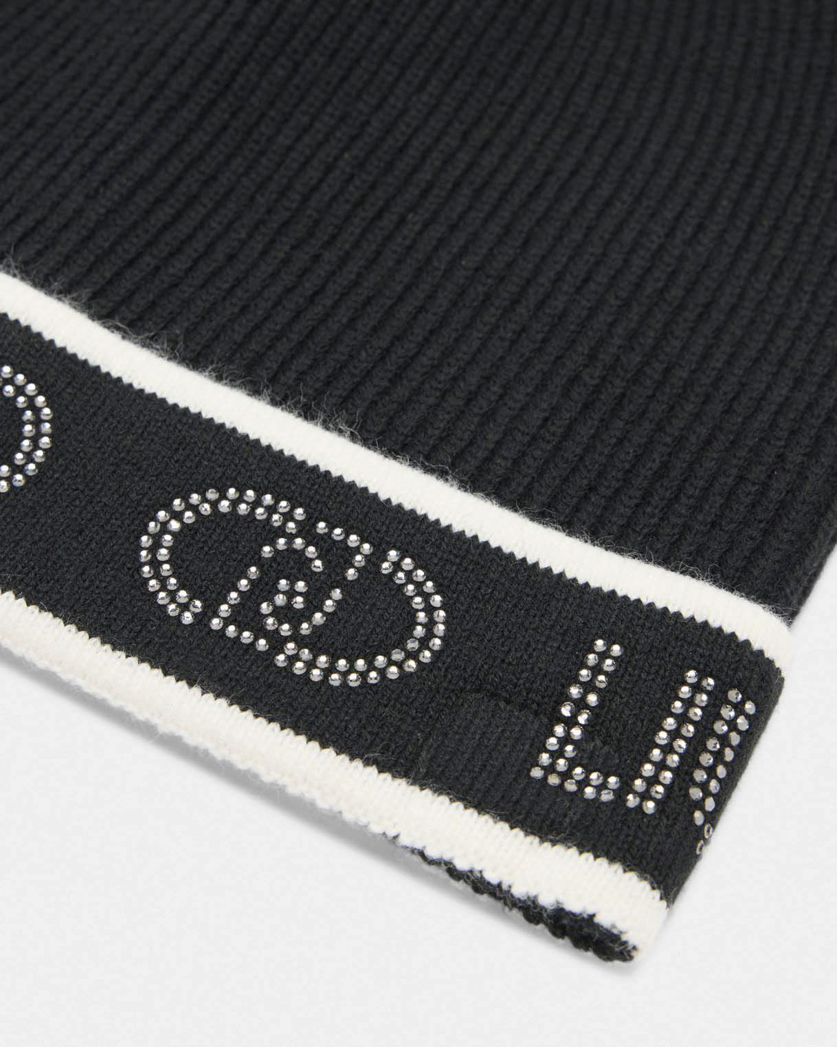 Cappello Liu Jo Sport nero in acrilico con logo applicato a strass sul risvolto image