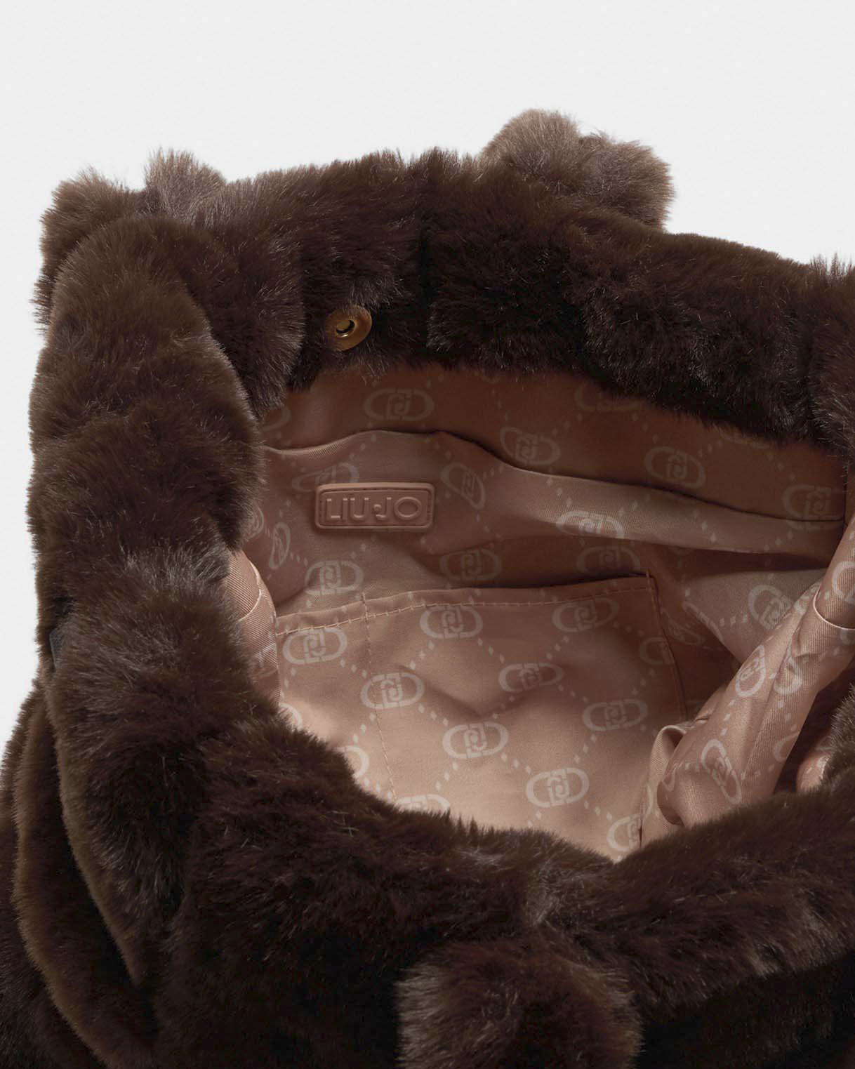 Borsa Liu Jo Sport marrone in similpelliccia con logo stampato e tracolla regolabile image