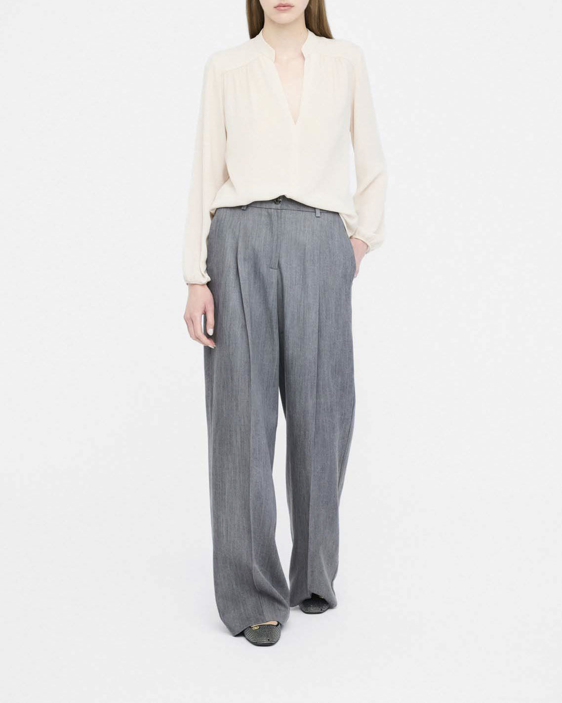 Pantaloni Liu Jo Jeans grigi in lyocell con piega stirata