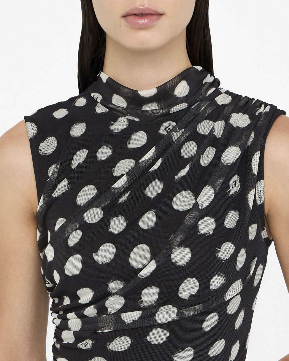 Abito corto Liu Jo Jeans nero in jersey stretch a pois image