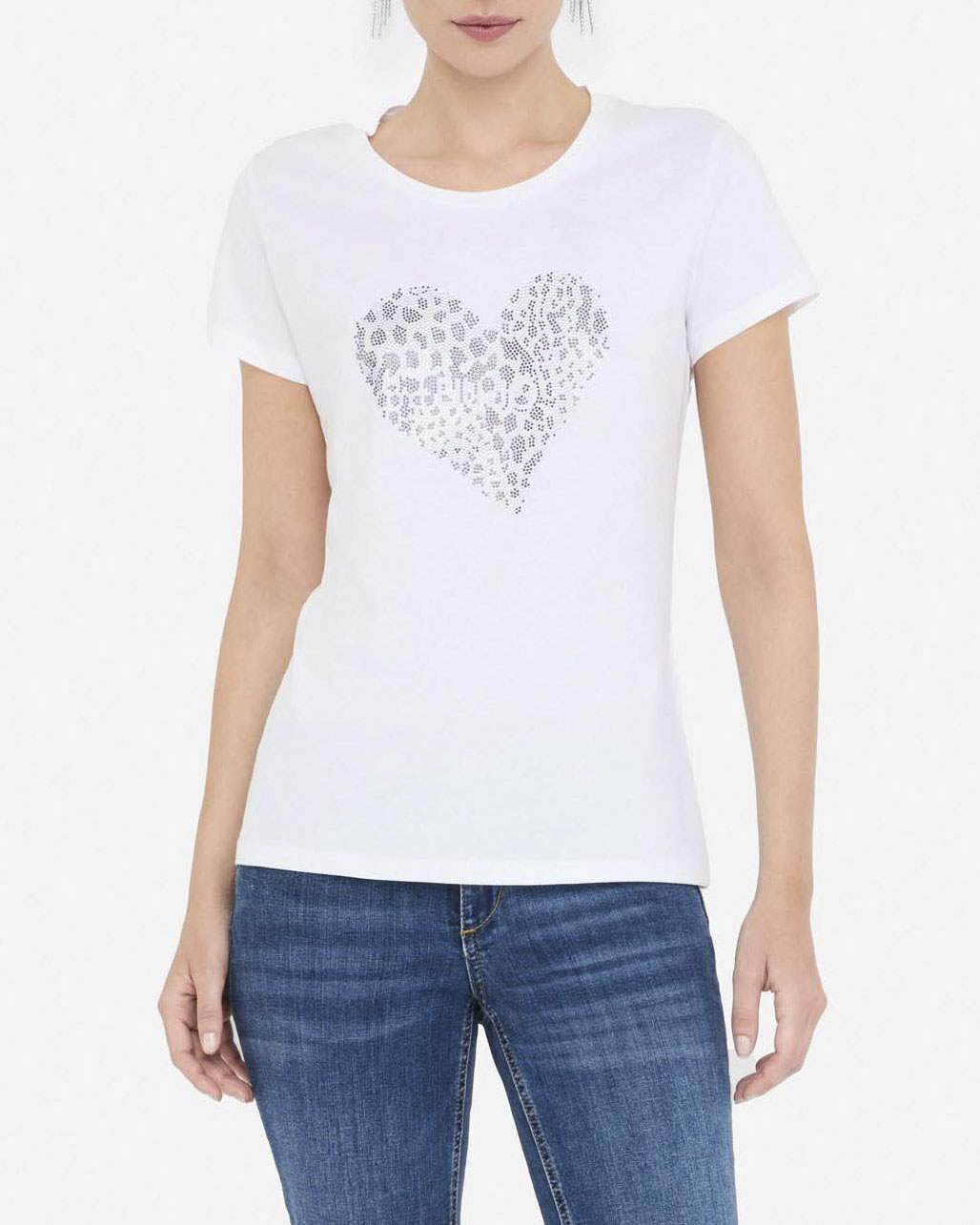 T-shirt Liu Jo Jeans bianca in cotone con cuore decorato