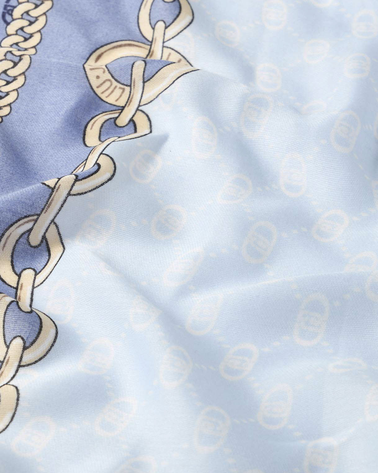 Foulard Liu Jo Azzurro - Stampa Floreale Con Logo, 120x120 Cm, Poliestere