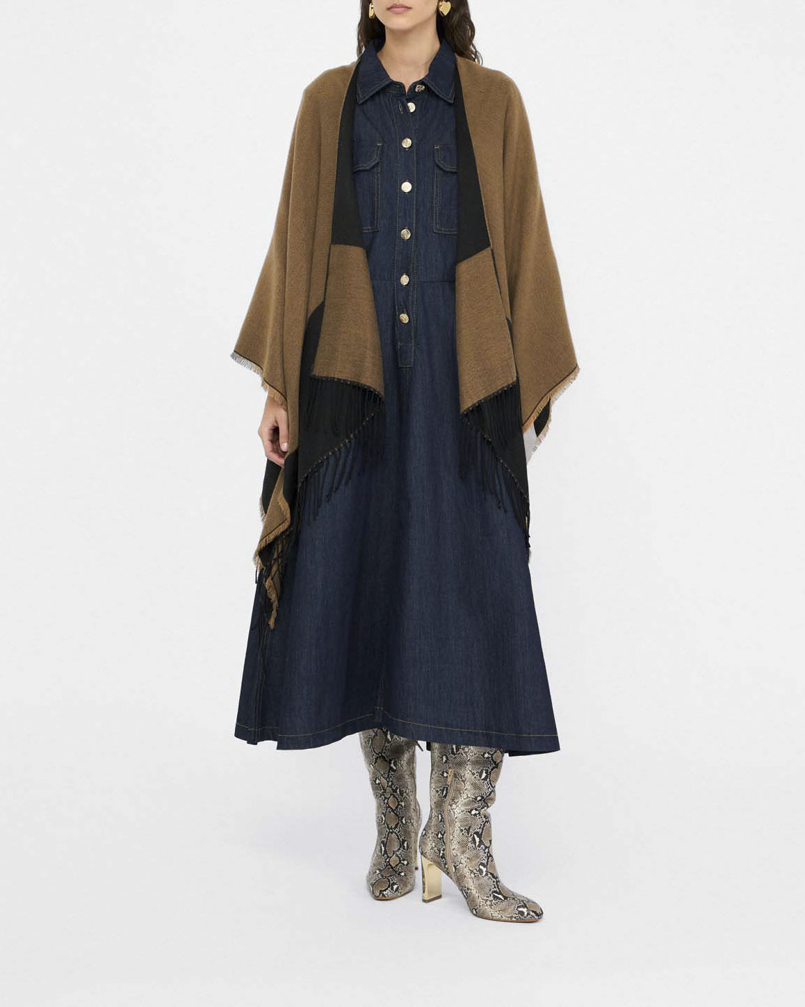 Mantella Liu Jo Accessories cammello in acrilico con frange