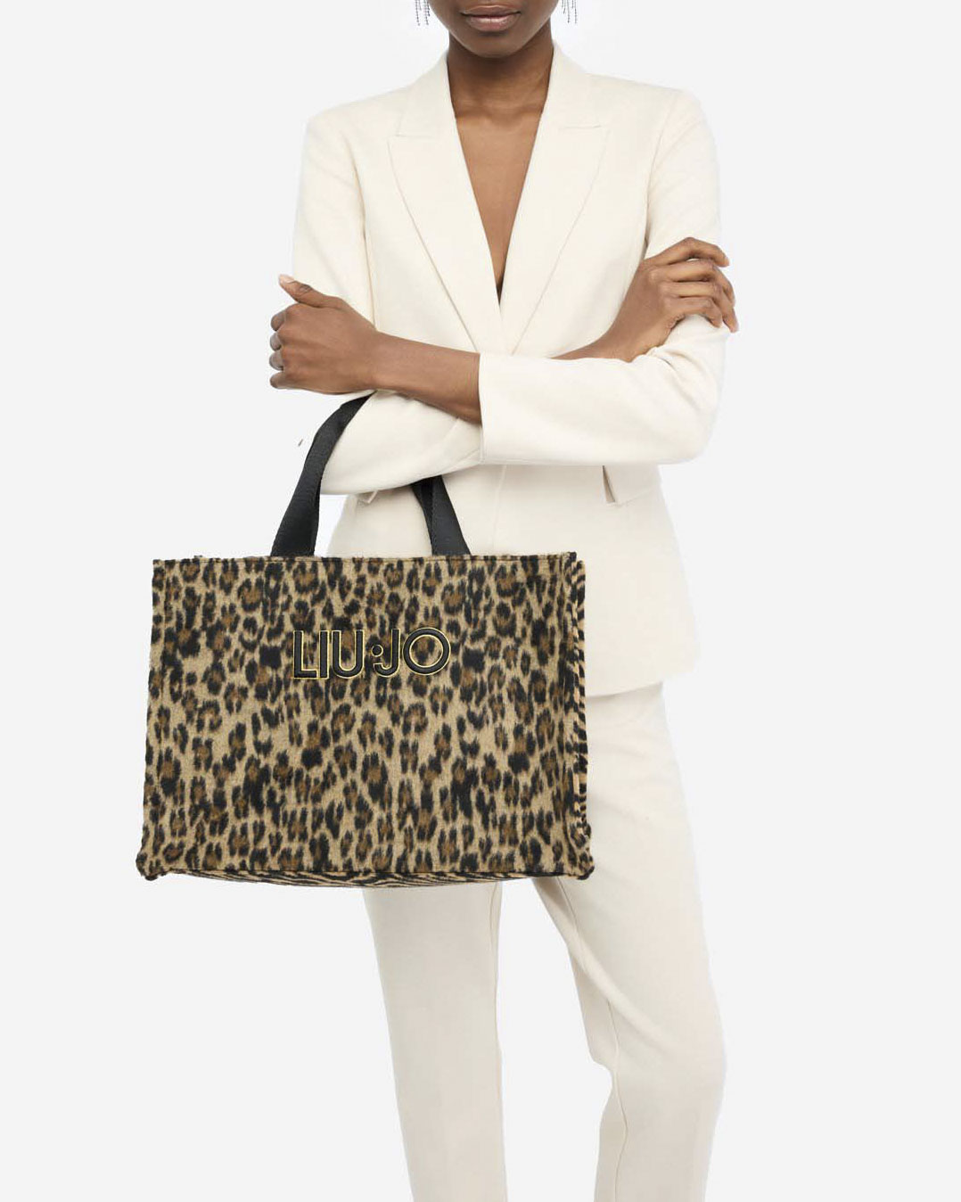 Borsa Liu Jo Accessories animalier in similpelle con logo ricamato e tracolla logata image