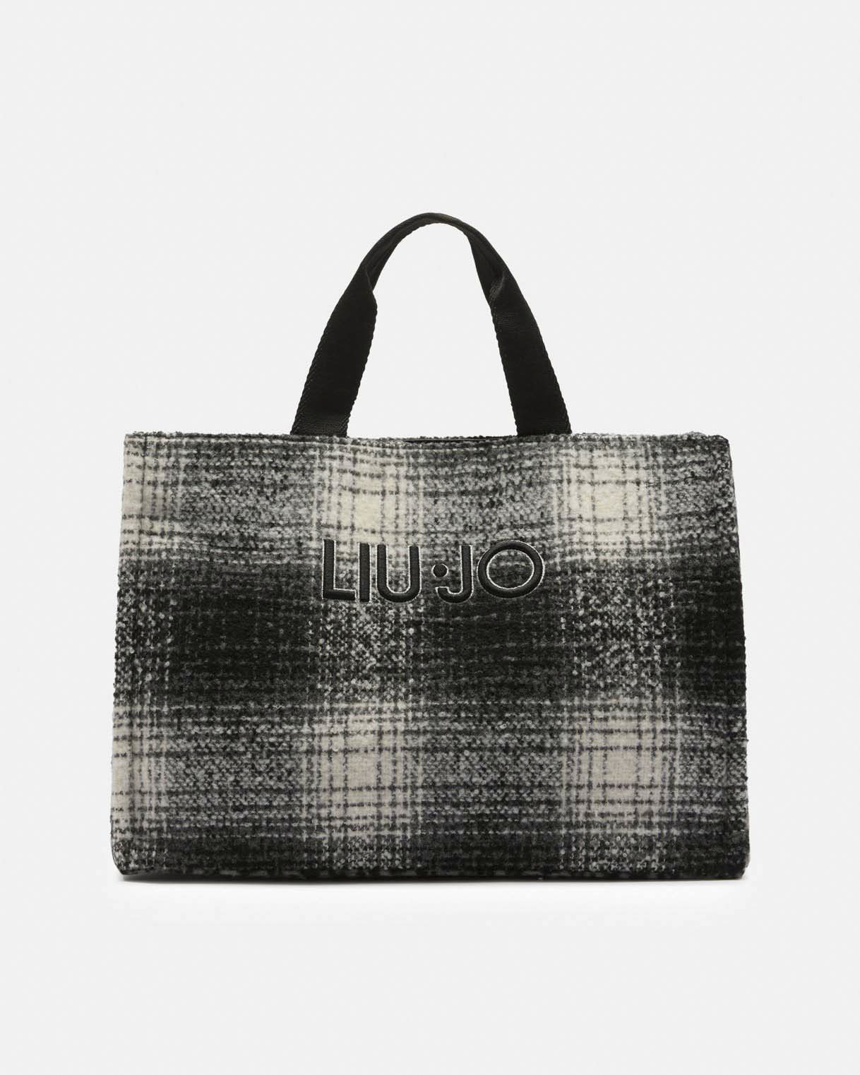 Borsa Liu Jo Accessories nera in similpelle con stampa check e dettagli animalier