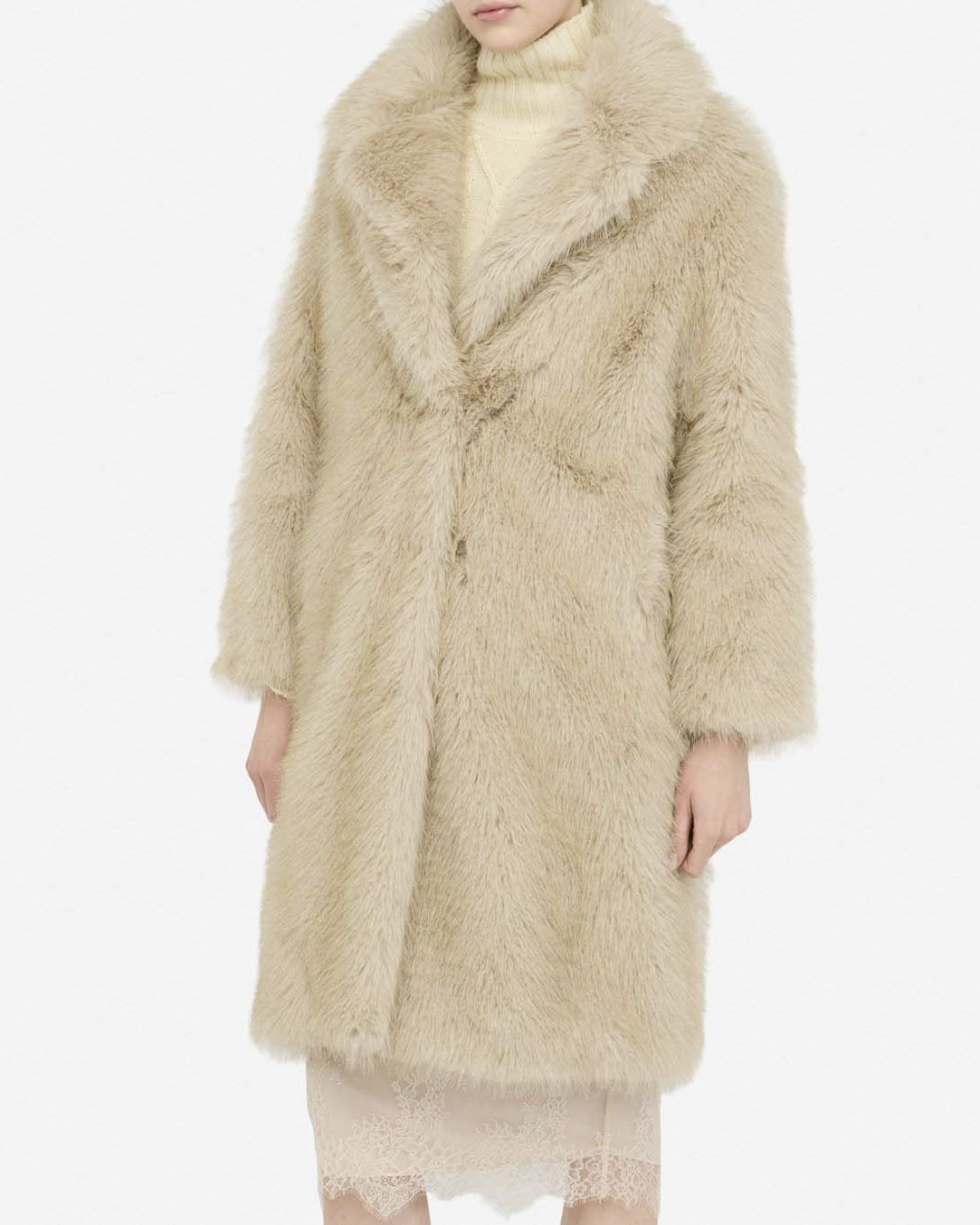 Cappotto Liu Jo Jeans beige in ecopelliccia con interno foderato