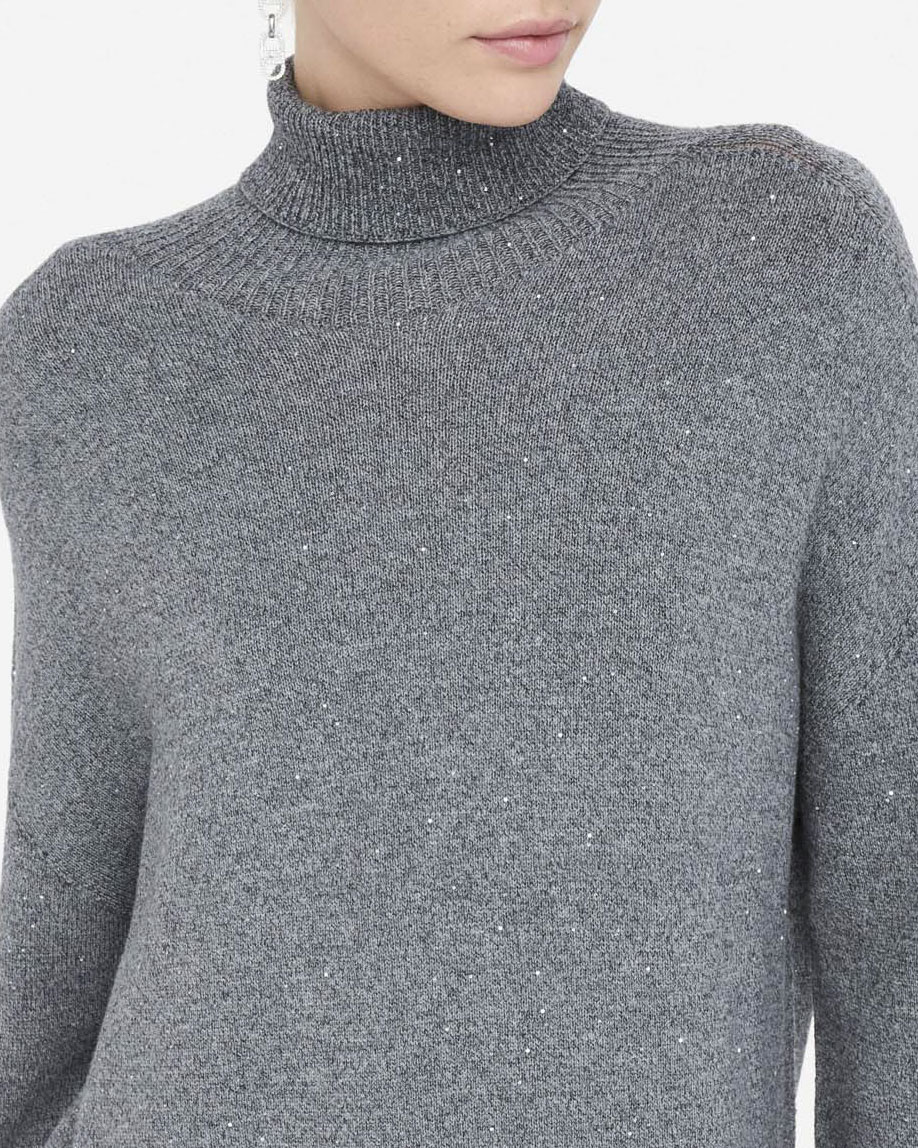 Abito Liu Jo Jeans grigio in maglia con micro paillettes in rilievo image