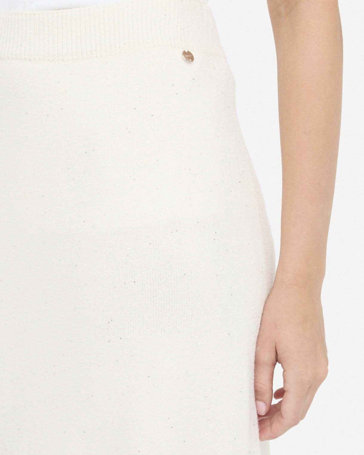 Gonna midi Liu Jo Jeans bianca in maglia di viscosa image