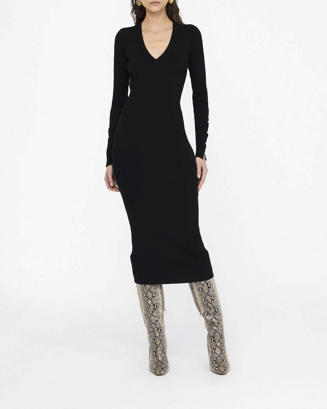 Abito Liu Jo Jeans nero in viscosa con maniche gioiello