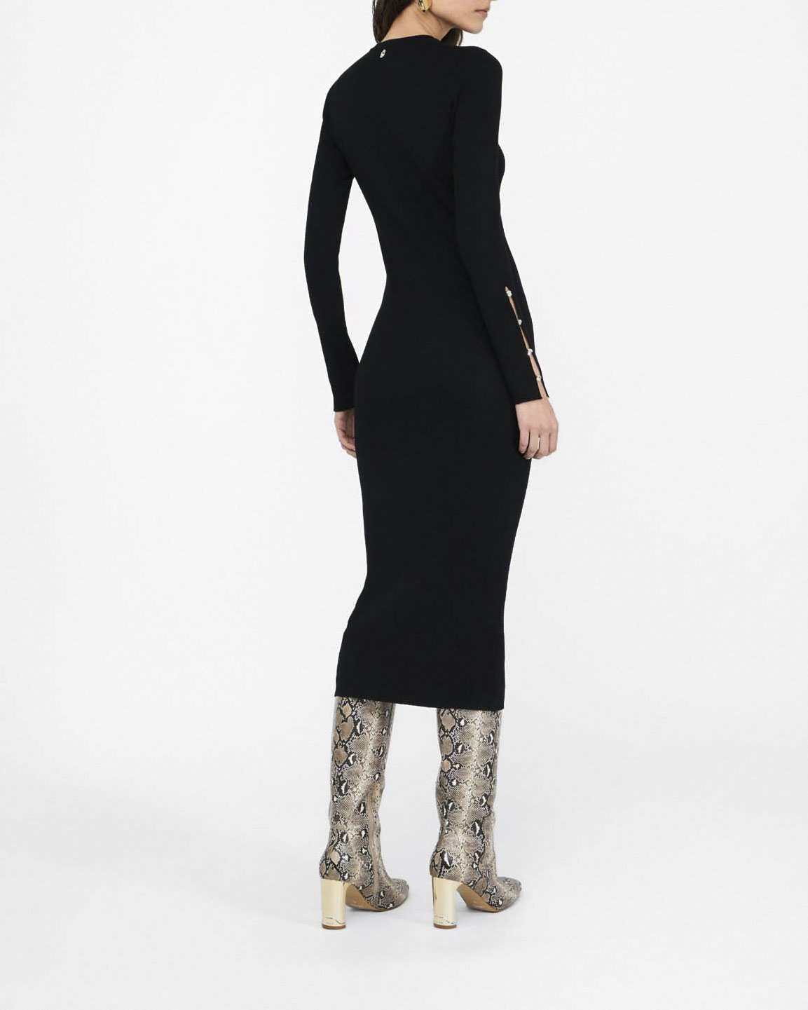 Abito Liu Jo Jeans nero in viscosa con maniche gioiello