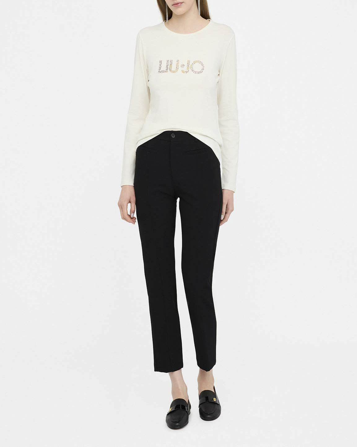 Pantaloni eleganti Liu Jo Jeans neri con tasche a filetto davanti