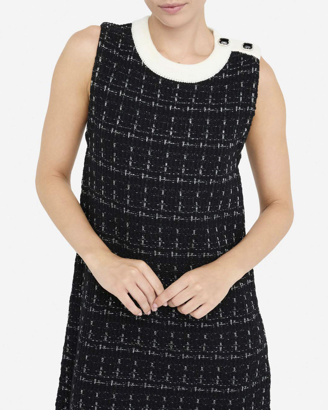 Abito corto Liu Jo Jeans nero in maglia con dettagli lurex image