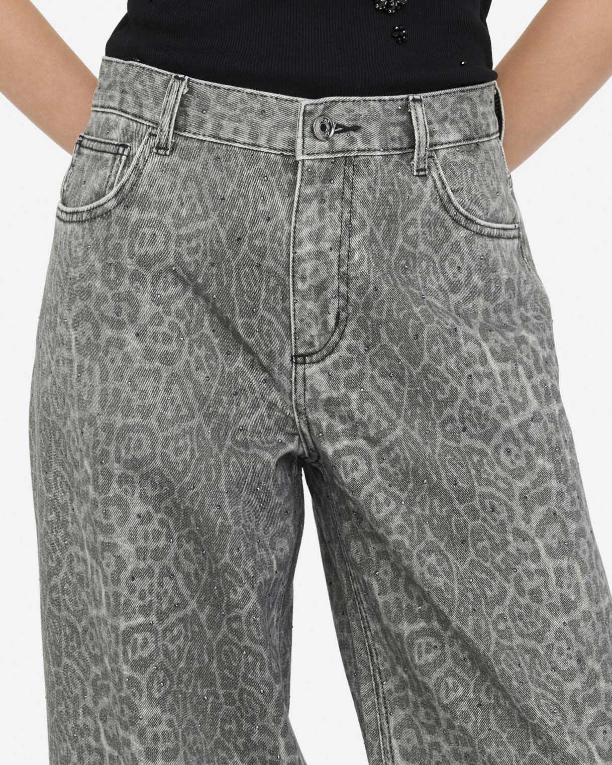 Pantaloni Liu Jo Jeans animalier in cotone con fantasia leopardata image
