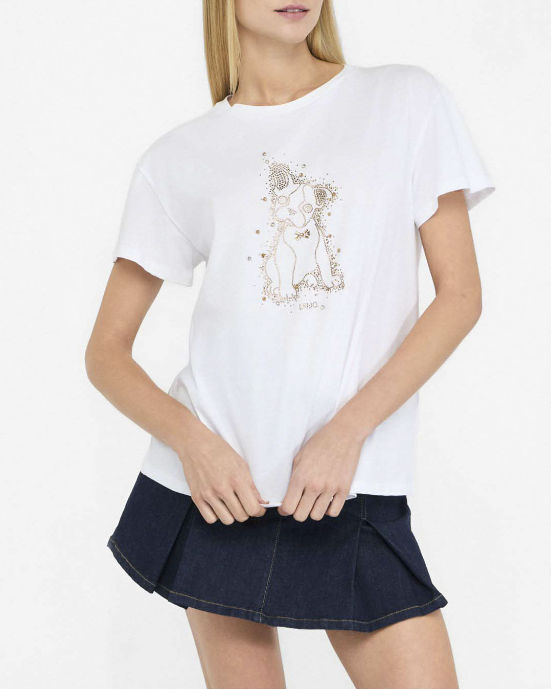 T-shirt Liu Jo Jeans bianca in cotone con applicazioni gioiello