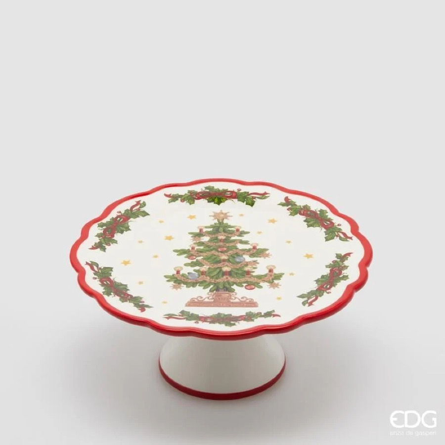 Alzatina Christmas-Tree Rotonda in Porcellana d.21 h.9 Edg