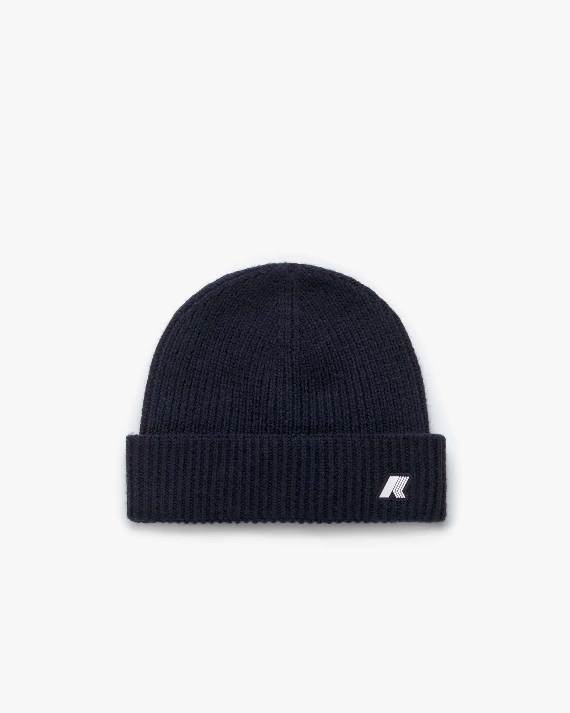 Berretto K-way blu in lana a costine