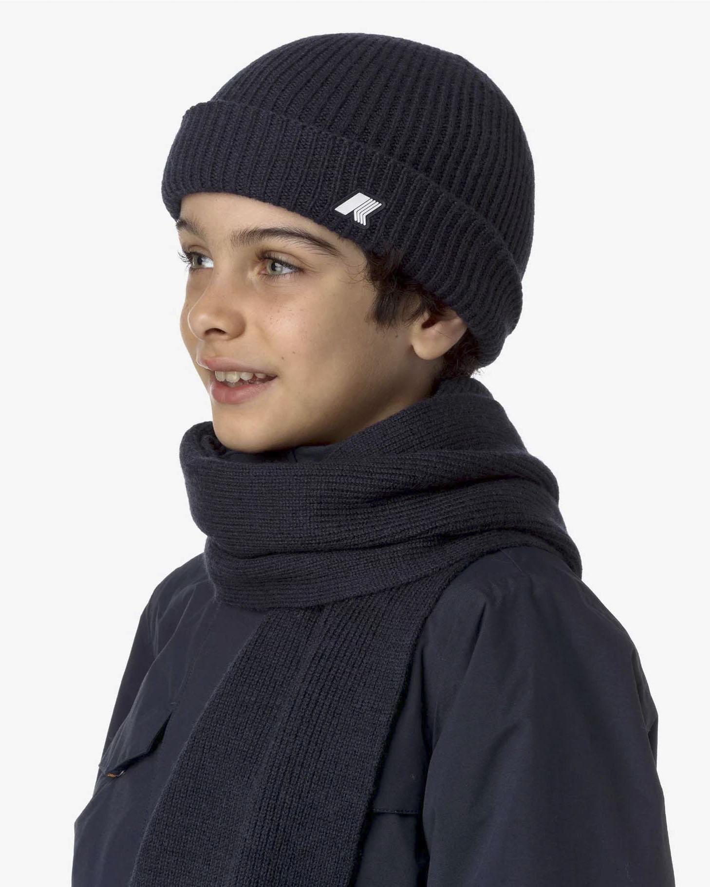 Berretto K-way blu in lana a costine image