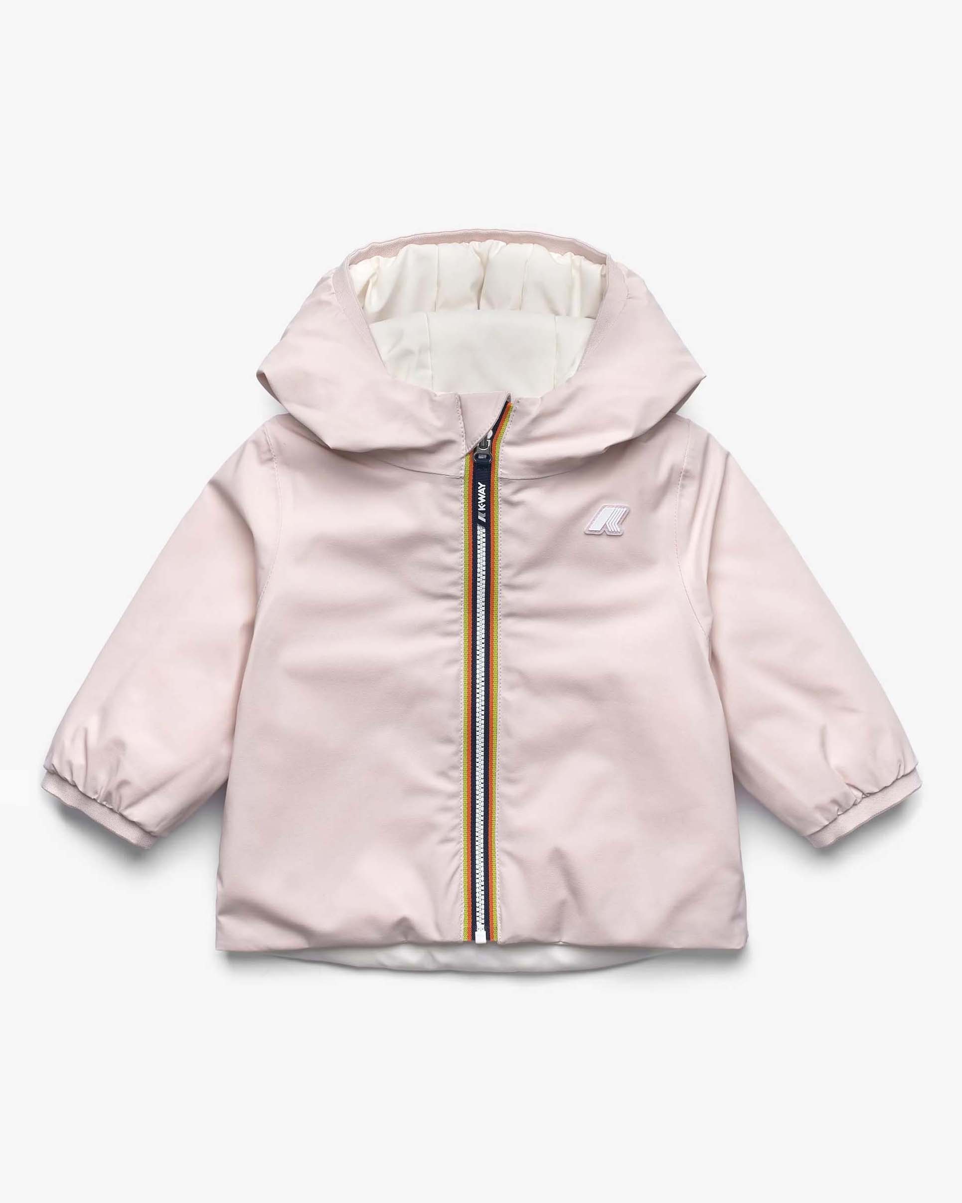 Giacca Jack K-way reversibile rosa e bianca con cappuccio