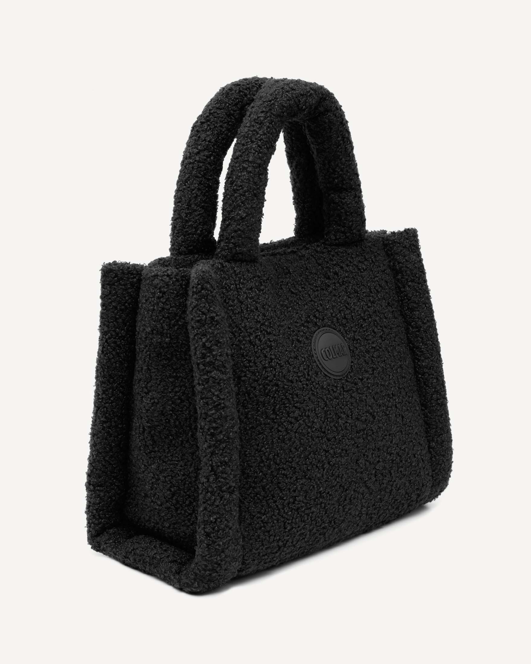 Mini bag Colmar Originals nera stile shopper in tessuto teddy con