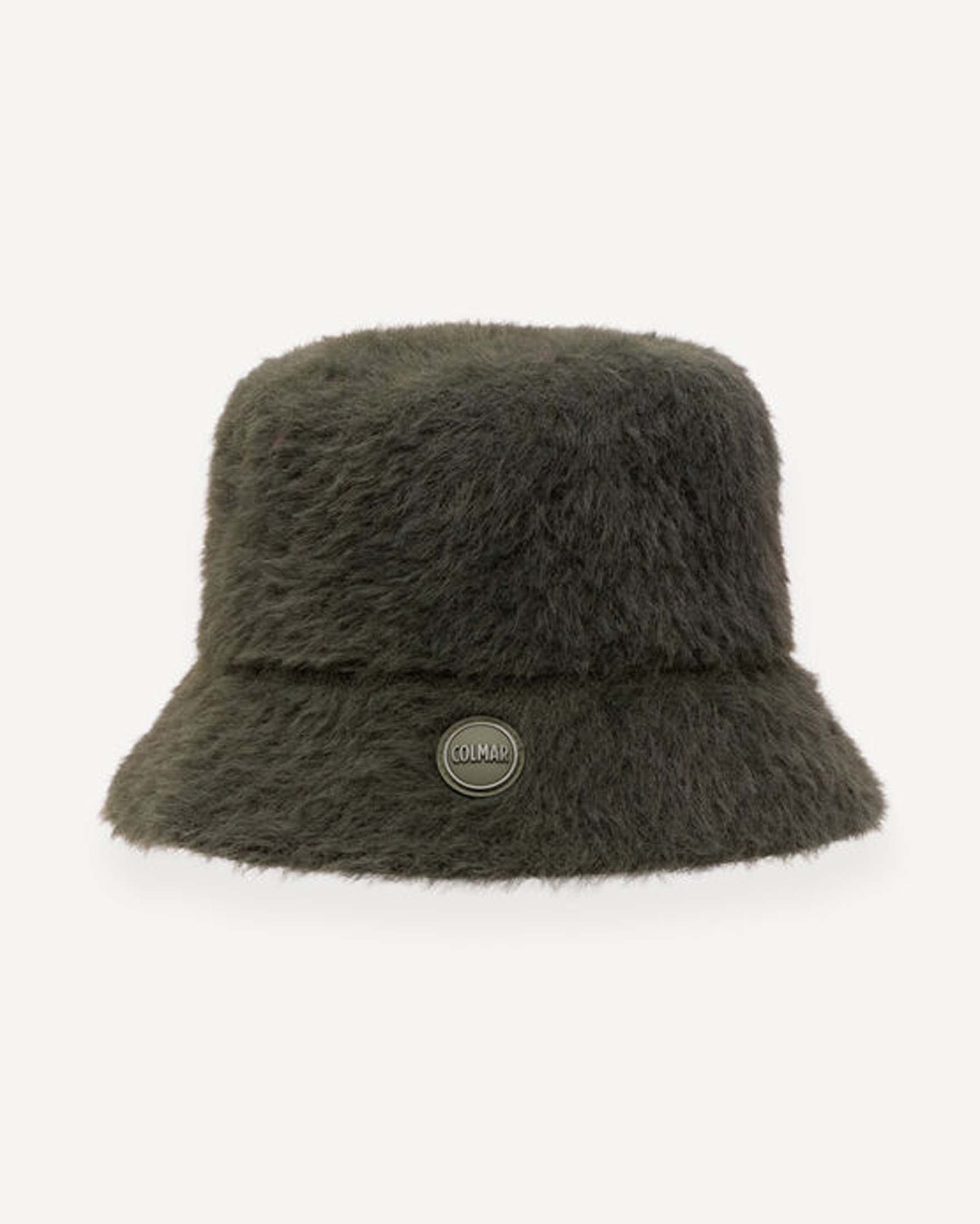Cappello alla pescatora verde militare Colmar Originals in tessuto teddy con patch logo in gomma