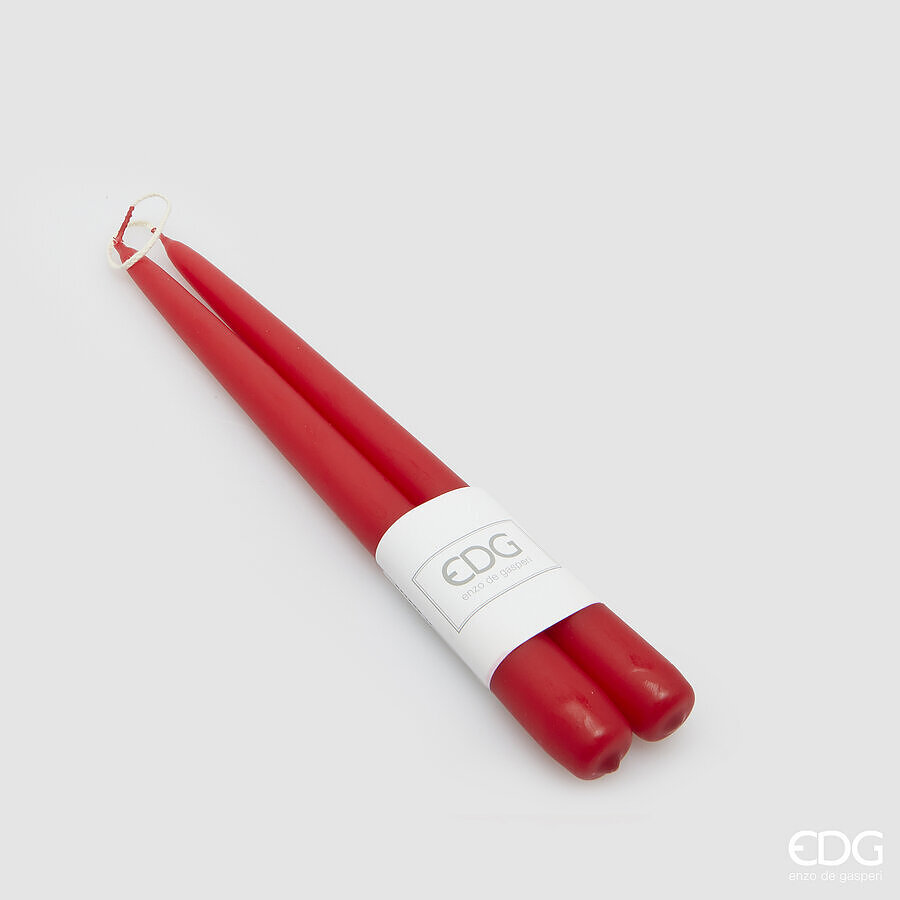 Candela a Stelo Satinata Rossa set 2 pz. d.2 h.40 Edg