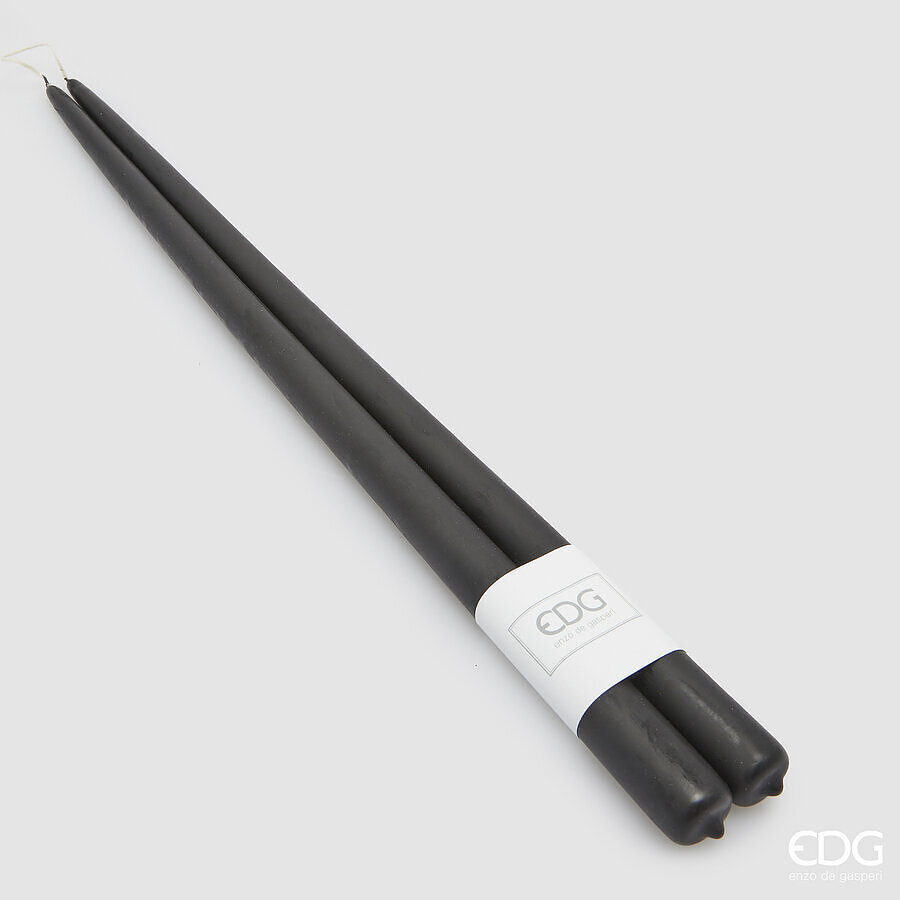 Candela a Stelo Satinata Nera set 2 pz. d.2 h.50 Edg