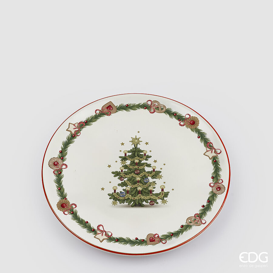Piatto Christmas-Tree Rotondo in Porcellana d.20 Edg