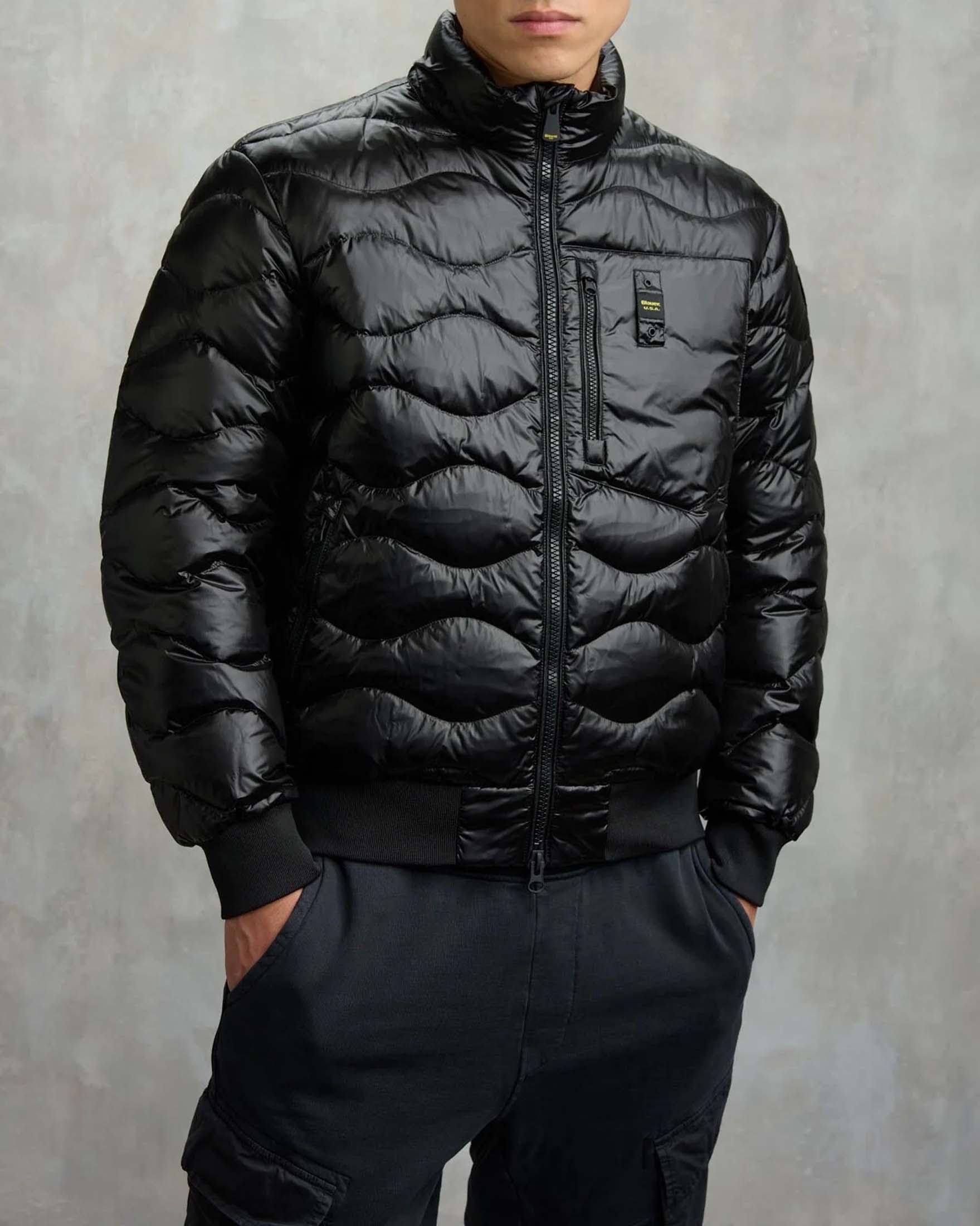 Piumino bomber Daniel Blauer nero con trapuntatura ad onde image