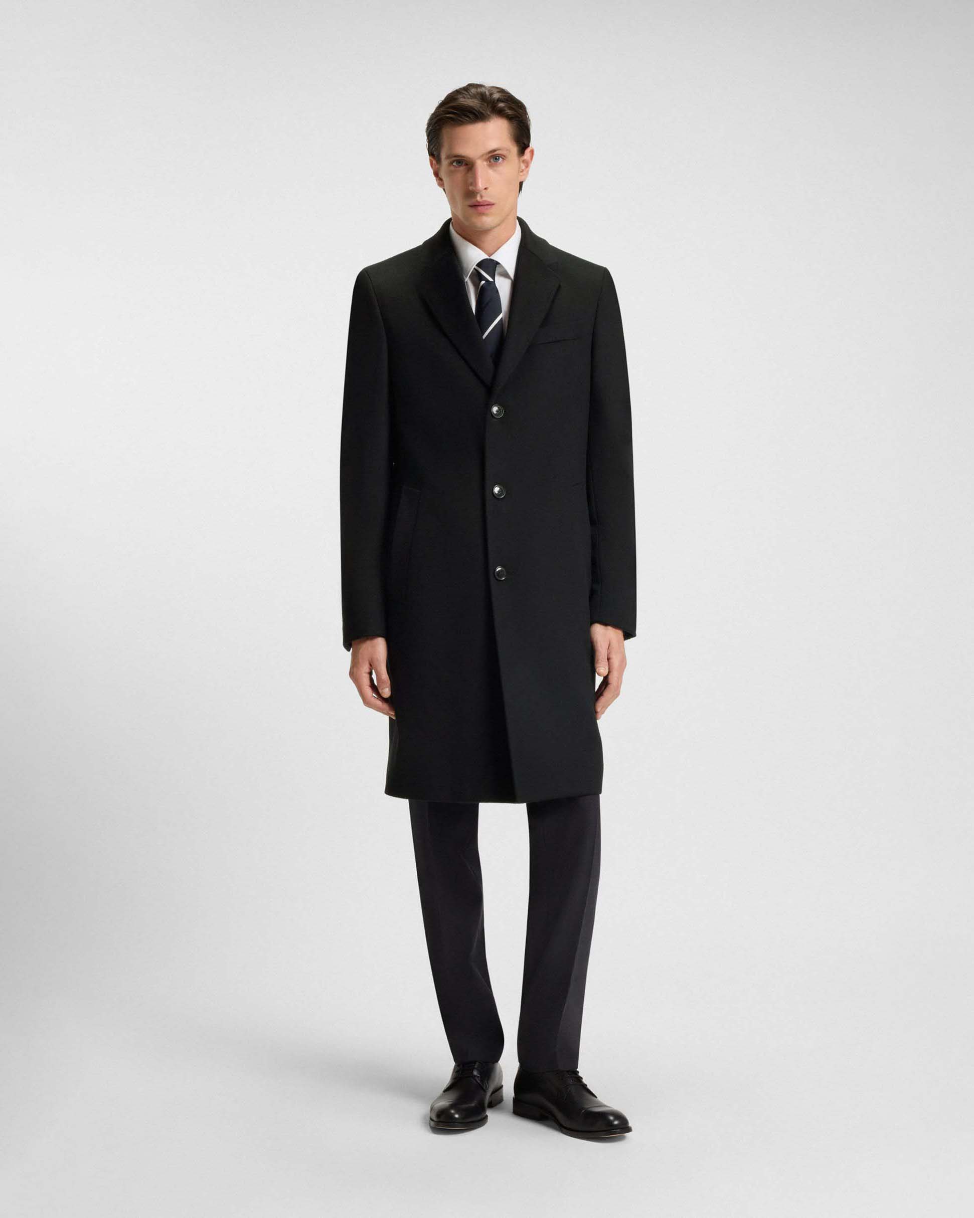 Cappotto Boss Hyde nero in panno di lana e cashmere image