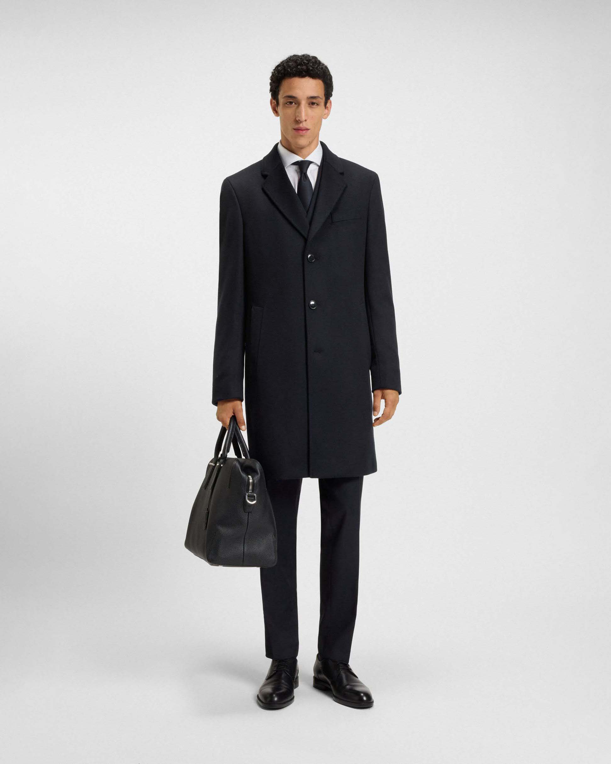 Cappotto Boss Hyde blu in panno di lana e cashmere image