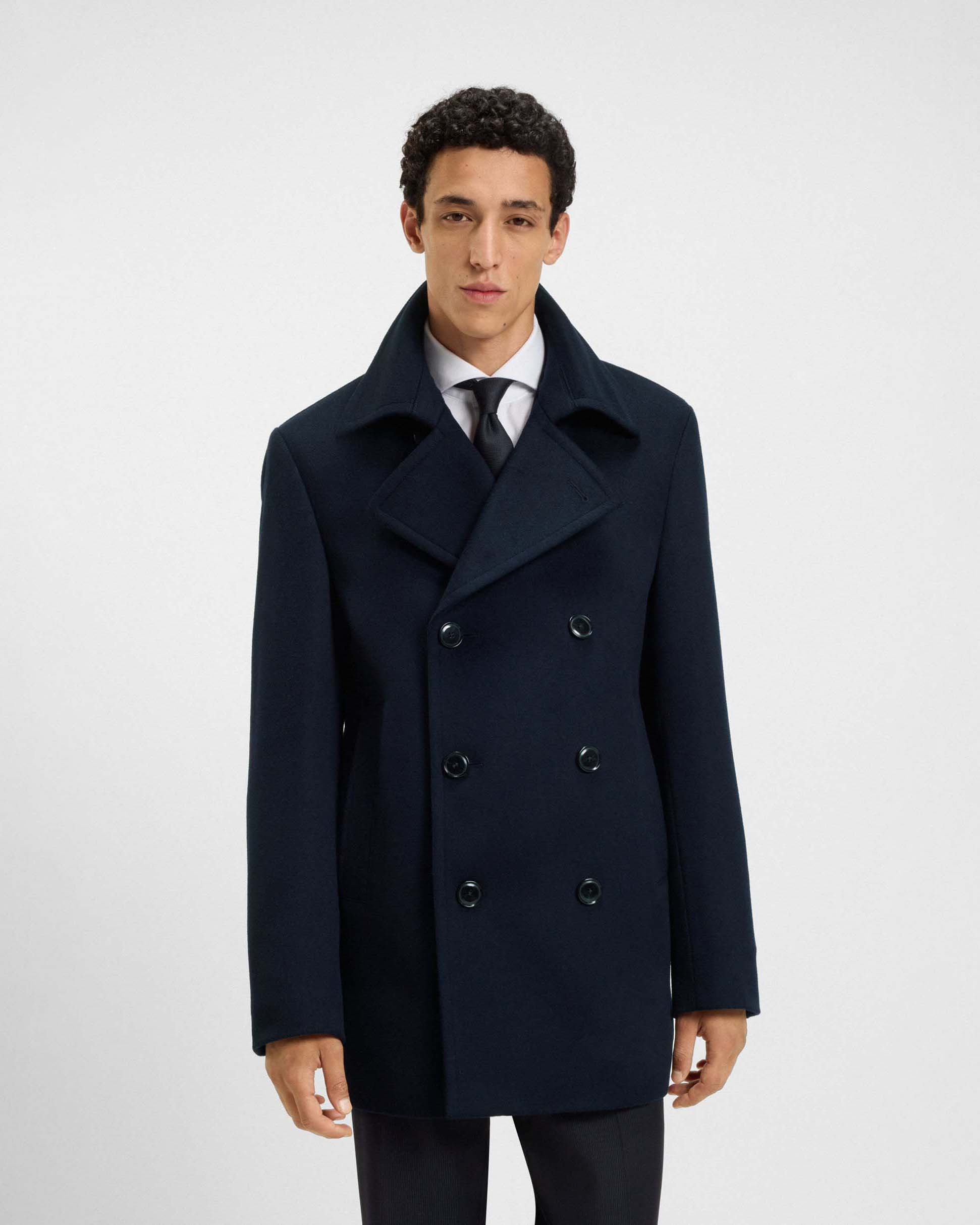 Caban Boss Hyde blu in panno di lana e cashmere image