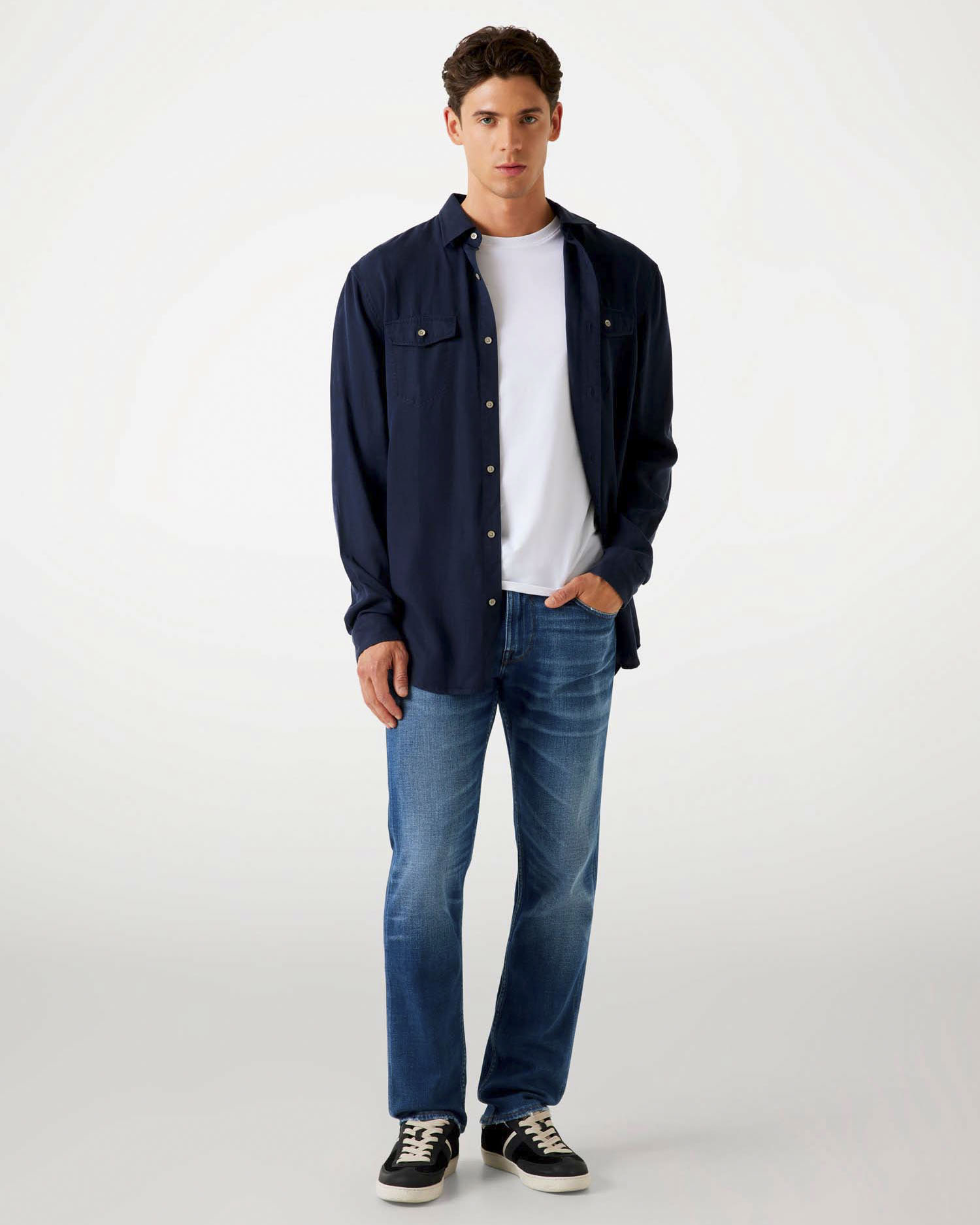 Jeans slim Guess blu in cotone elasticizzato lavaggio medio stone washed