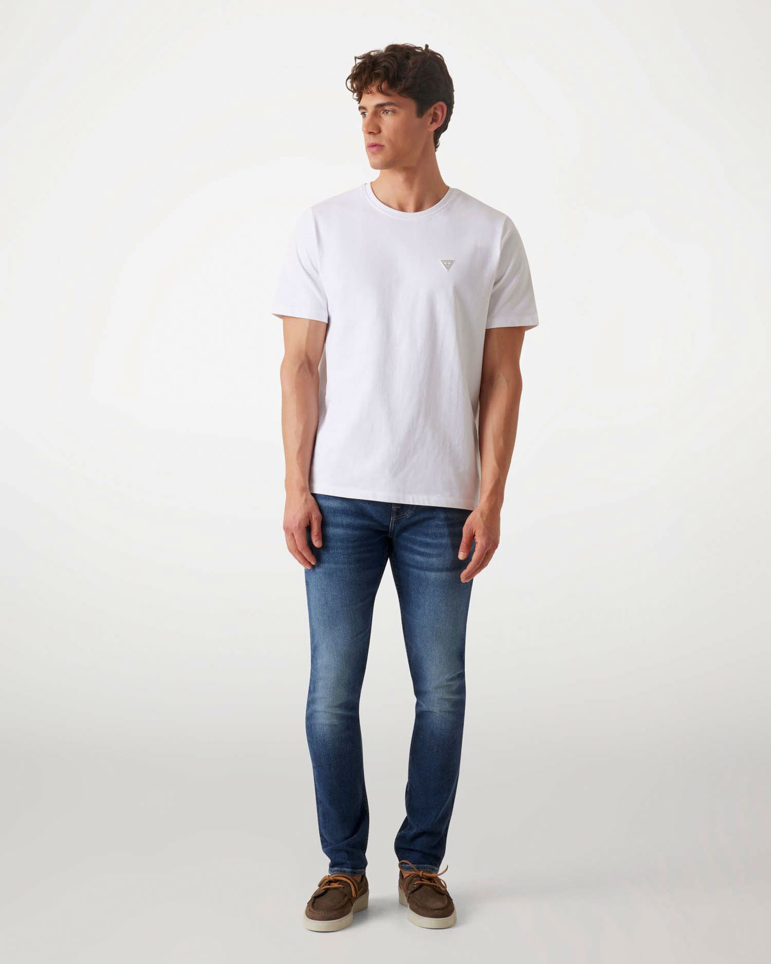 Jeans skinny Guess blu in cotone elasticizzato lavaggio medio con baffature