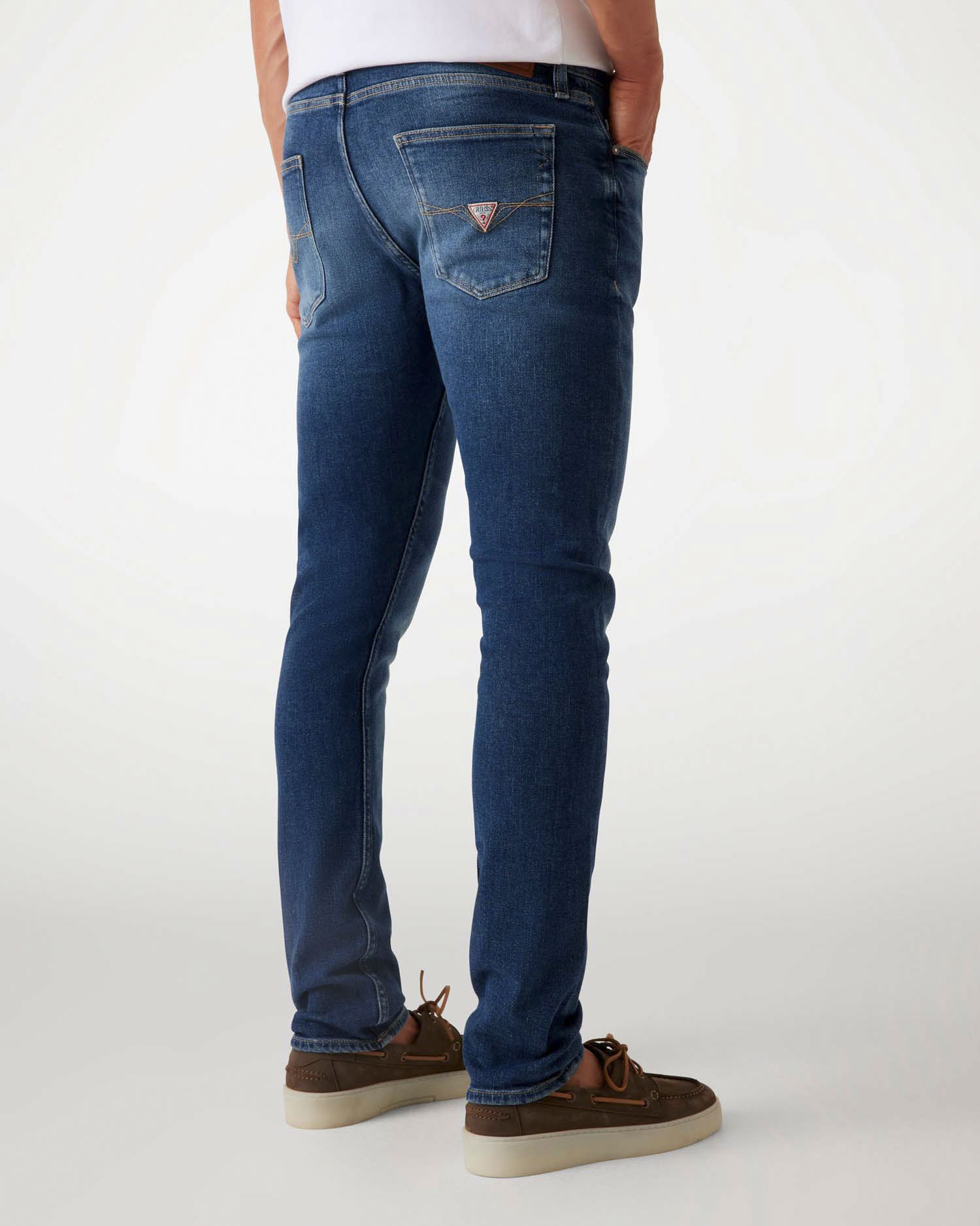 Jeans skinny Guess blu in cotone elasticizzato lavaggio medio con baffature