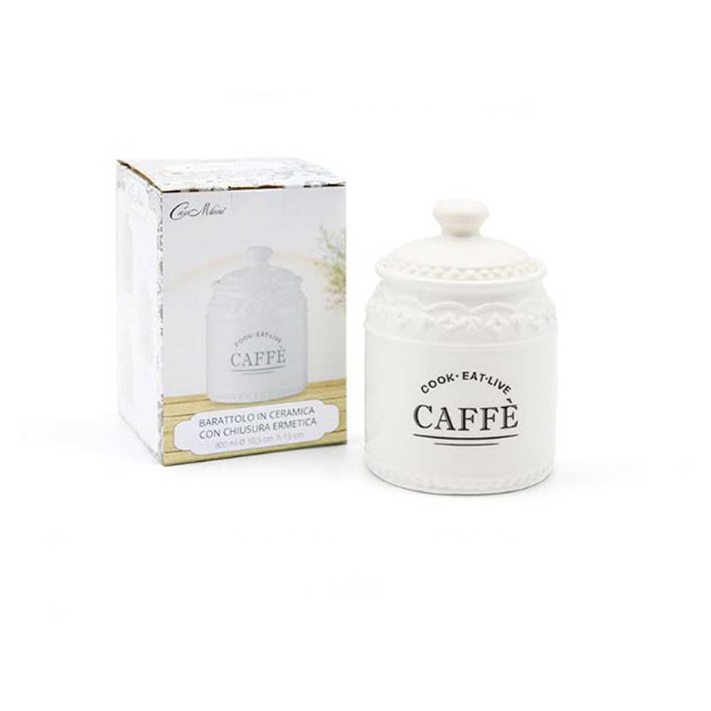 Casa Milano Barattolo Per Caffè In Ceramica Con Chiusura Ermetica Diametro 10,5x15h Cm 800 Ml Colore Bianco
