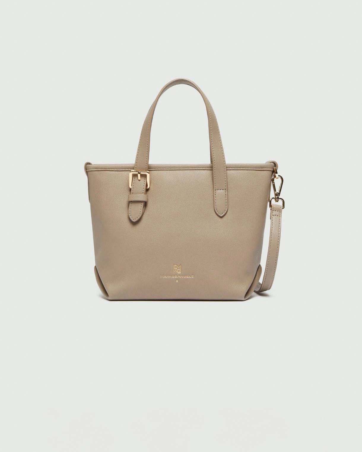 Mini borsa a mano Emme Marella in similpelle martellata color gesso con tracolla removibile