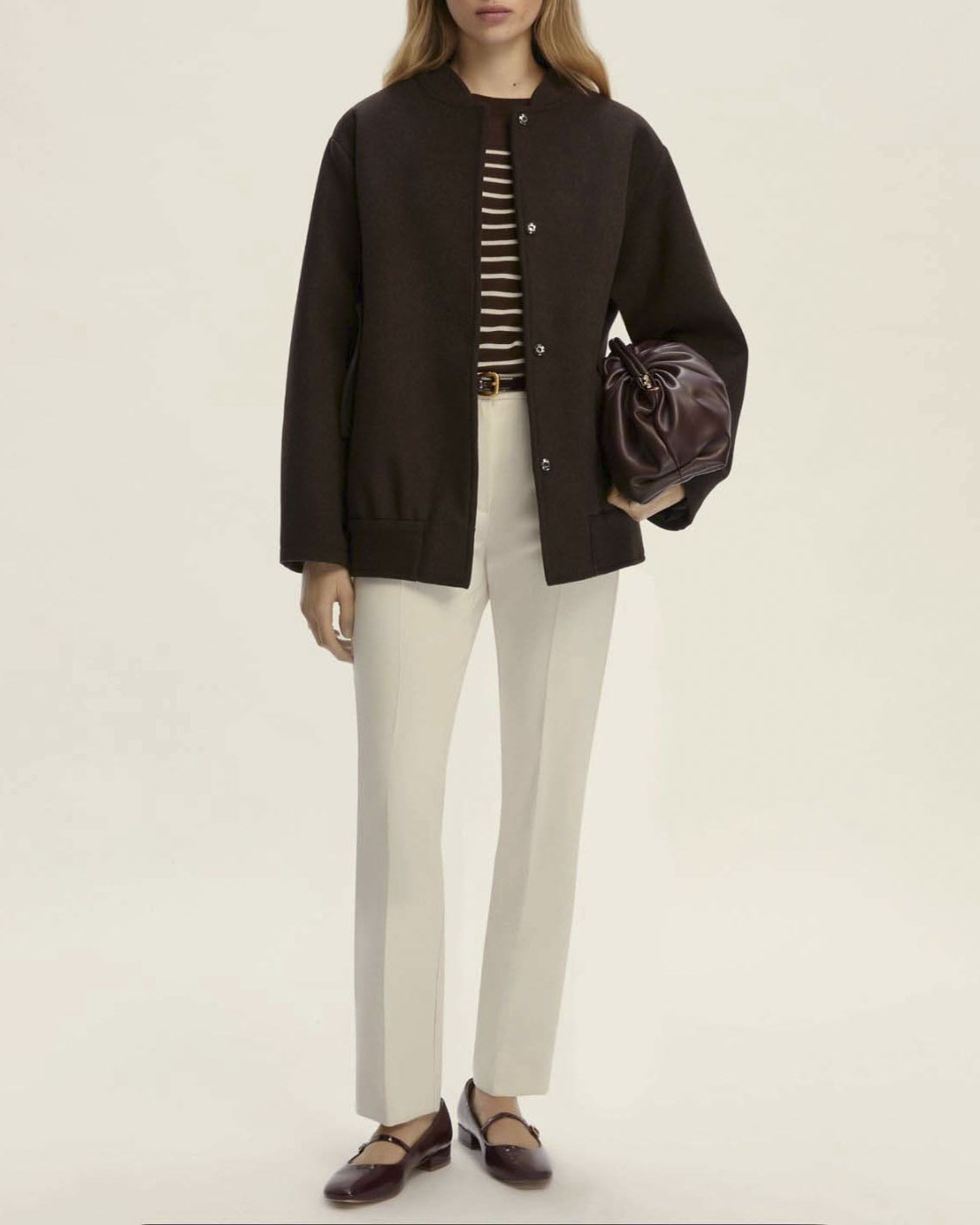 Caban color testa moro Emme Marella in panno diagonale di misto lana con colletto a listino